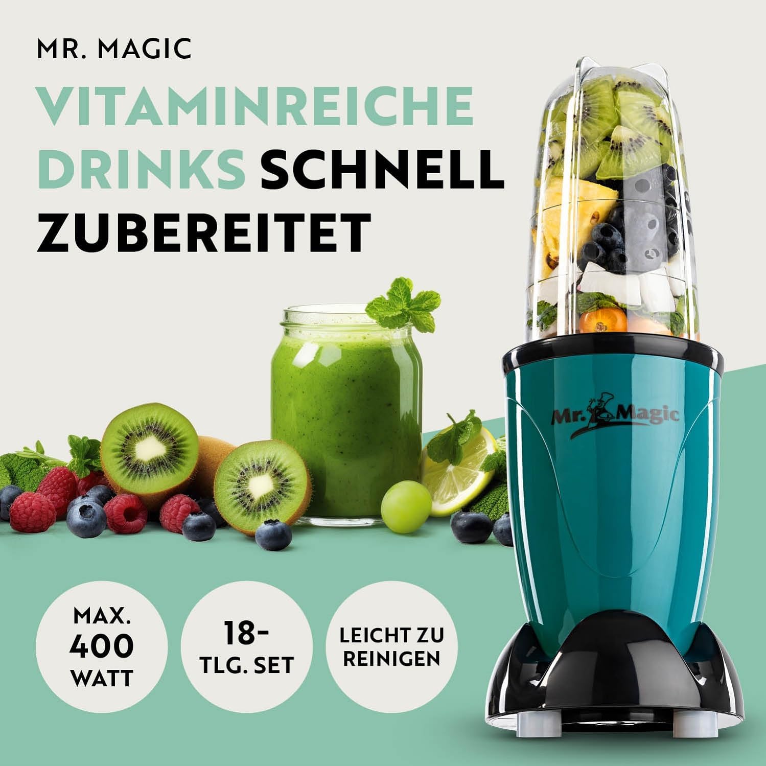 GOURMETmaxx 5611 Standmixer 400 Watt grün – Bild 2