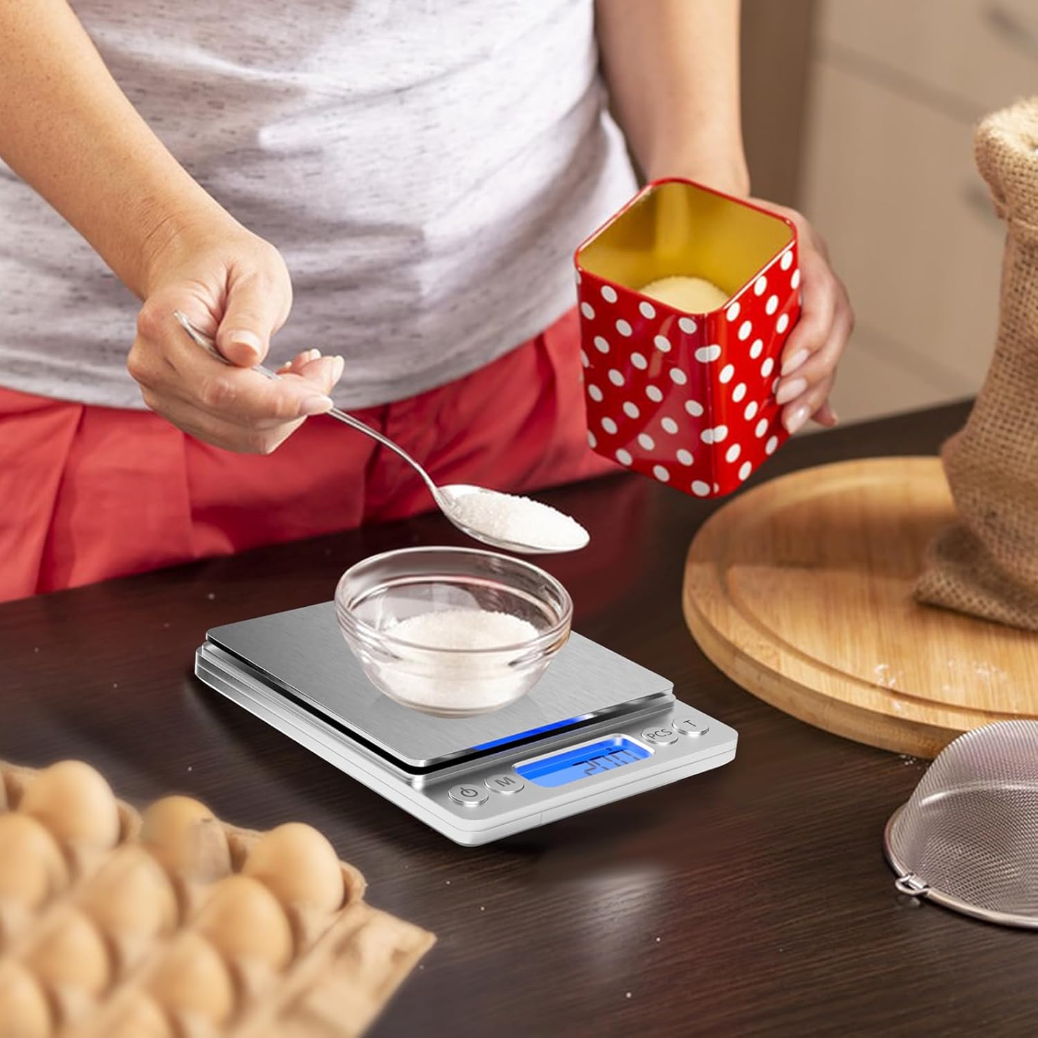 Elektronische Küchenwaage von Gvolatee, 3 kg/0,1 g, digitale Waage aus Edelstahl mit LCD-Display und Tara-Funktion, automatische Lagerwaage mit 6 Maßeinheiten, Wiegen von Lebensmitteln zum Kochen, Backen, Mischen – Bild 6