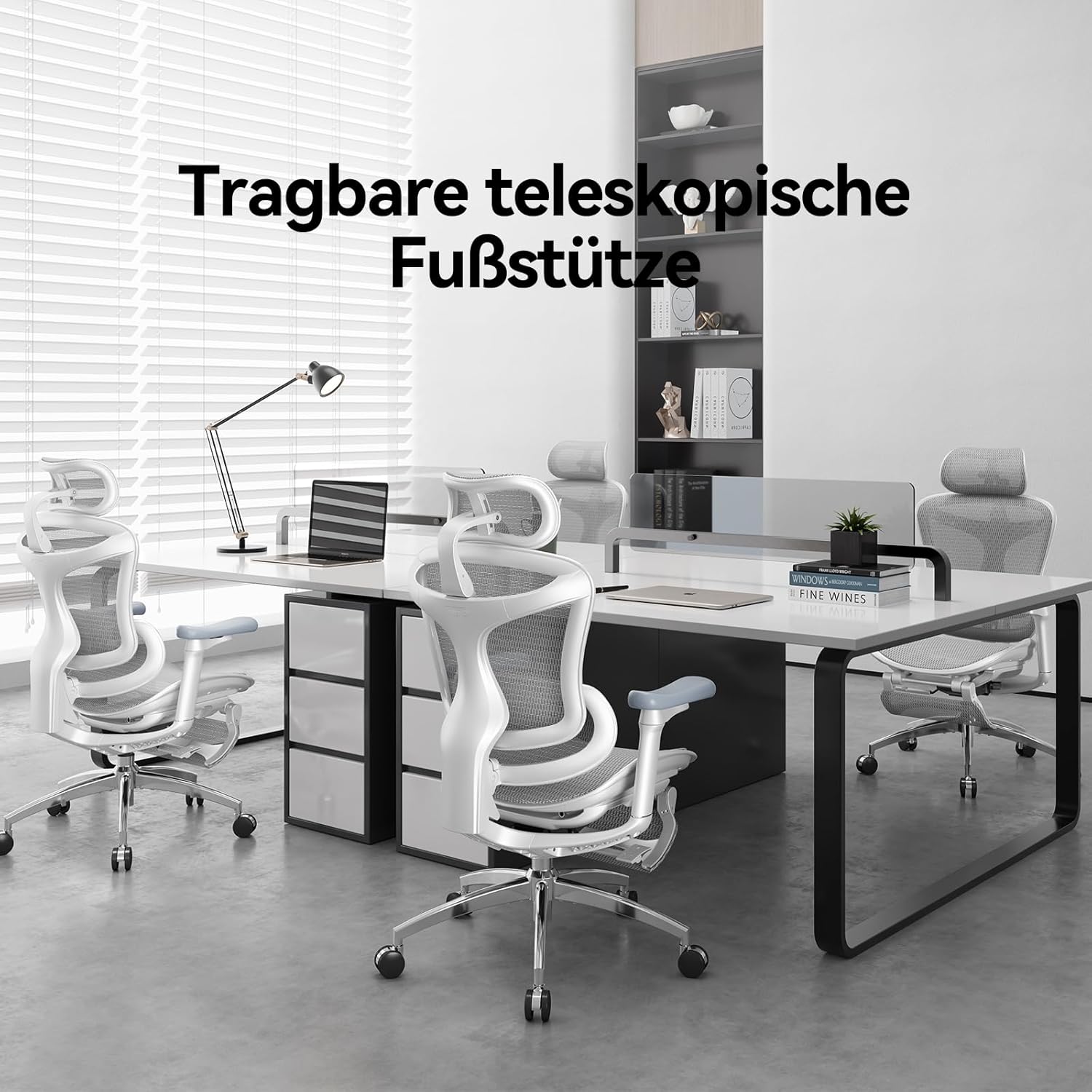 SIHOO Doro C300 Ergonomischer Bürostuhl mit dynamischer Lordosenstütze, 3D-Armlehnen und verstellbarer Rückenlehne, Fußstütze für bequemen Home-Office-Schreibtischstuhl – Weiß – Bild 3