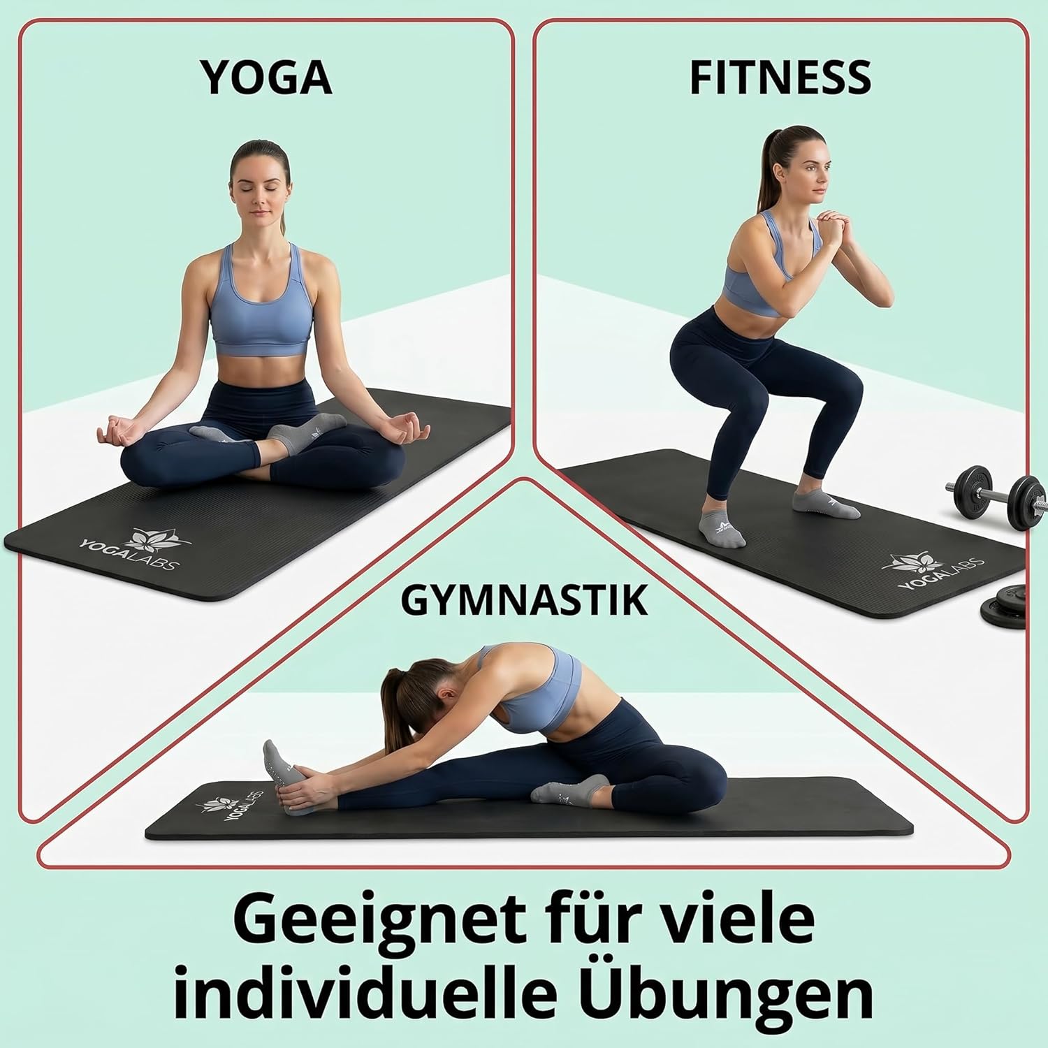 NRB Yogamatte 183 x 61 x 1,5 cm – extra dicke Fitnessmatte & Gymnastikmatte – rutschfest, gelenkschonend & langlebig – Pilatesmatte mit Tragegurt – Bild 6