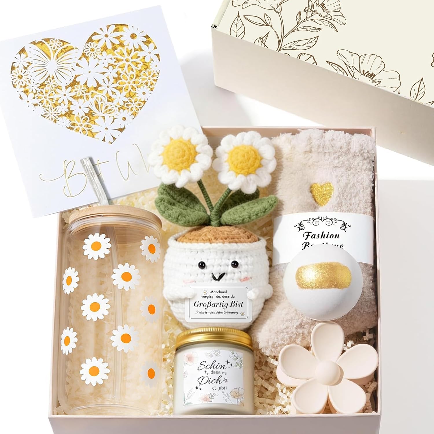Geschenke für Frauen, Freundin, positives Kartoffel-Geschenkset, Trinkgläser, Geburtstagsgeschenk für Frauen, Mama, Schwester, Kollegin, Wellness-Entspannungsgeschenk mit Duftkerze