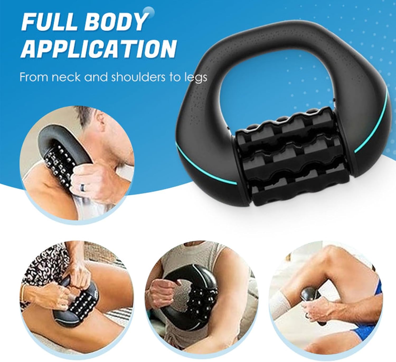 Elektrisches Handmassagegerät mit Rädern – Massagerolle, Tiefengewebsmassage, 3 Intensitätsstufen & wiederaufladbar für Muskelentspannung, ergonomischer Mehrfachgriff, Geschenkauswahl (B) – Bild 6