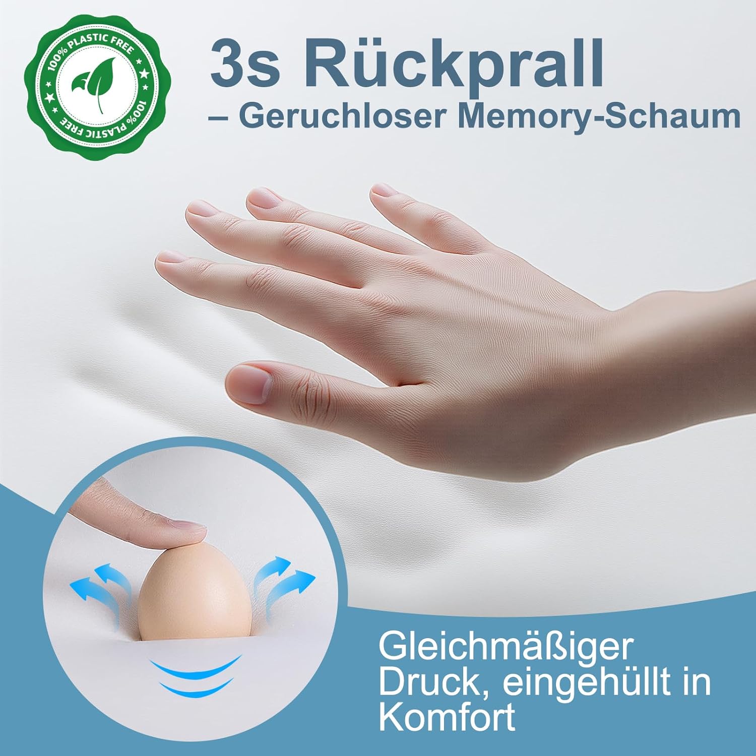 Nackenkissen, Memory-Schaum-Kissen, Nackenstützkissen, ergonomisches Kissen, Kopfkissen für Seiten-, Rücken- und Bauchschläfer (1 Stück) – Bild 6