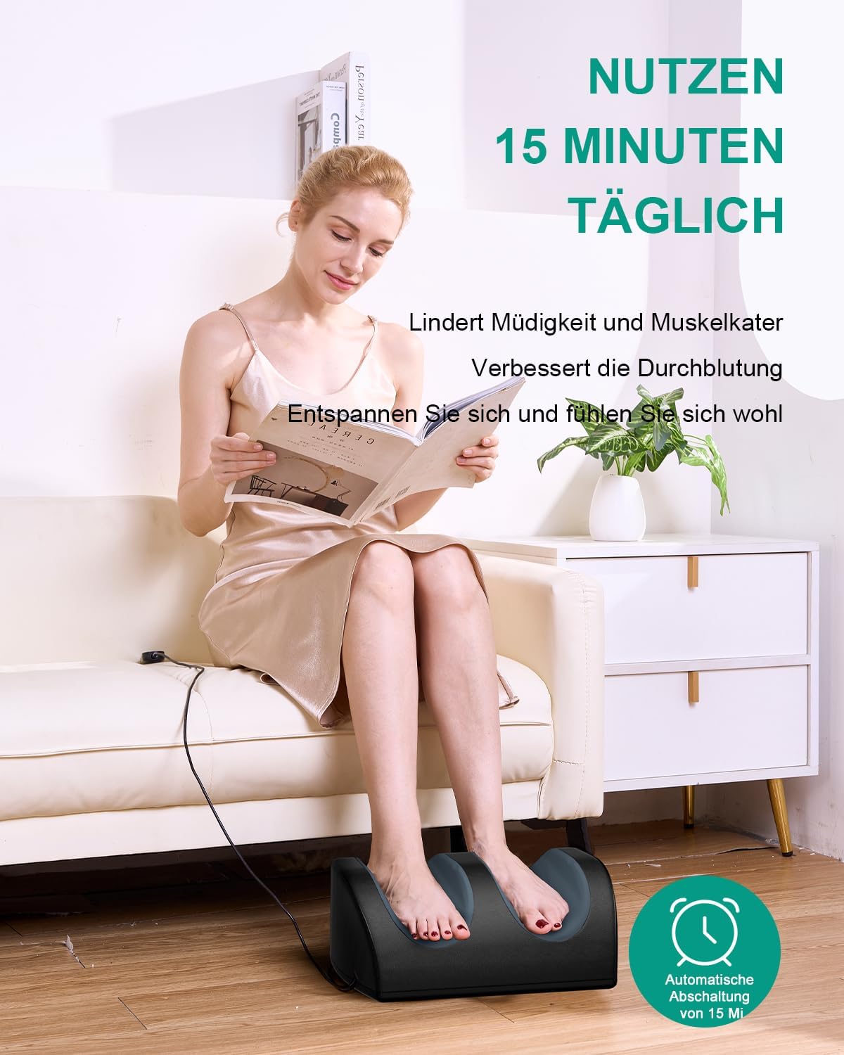 LAOBEN Shiatsu-Fußmassagegerät mit Heizung, Tiefengewebsmassage, entspannende Beinmuskulatur, Fuß- und Wadenmassagegerät mit Massagerollen, Geschenke für Mama, Papa und Freunde – Bild 3