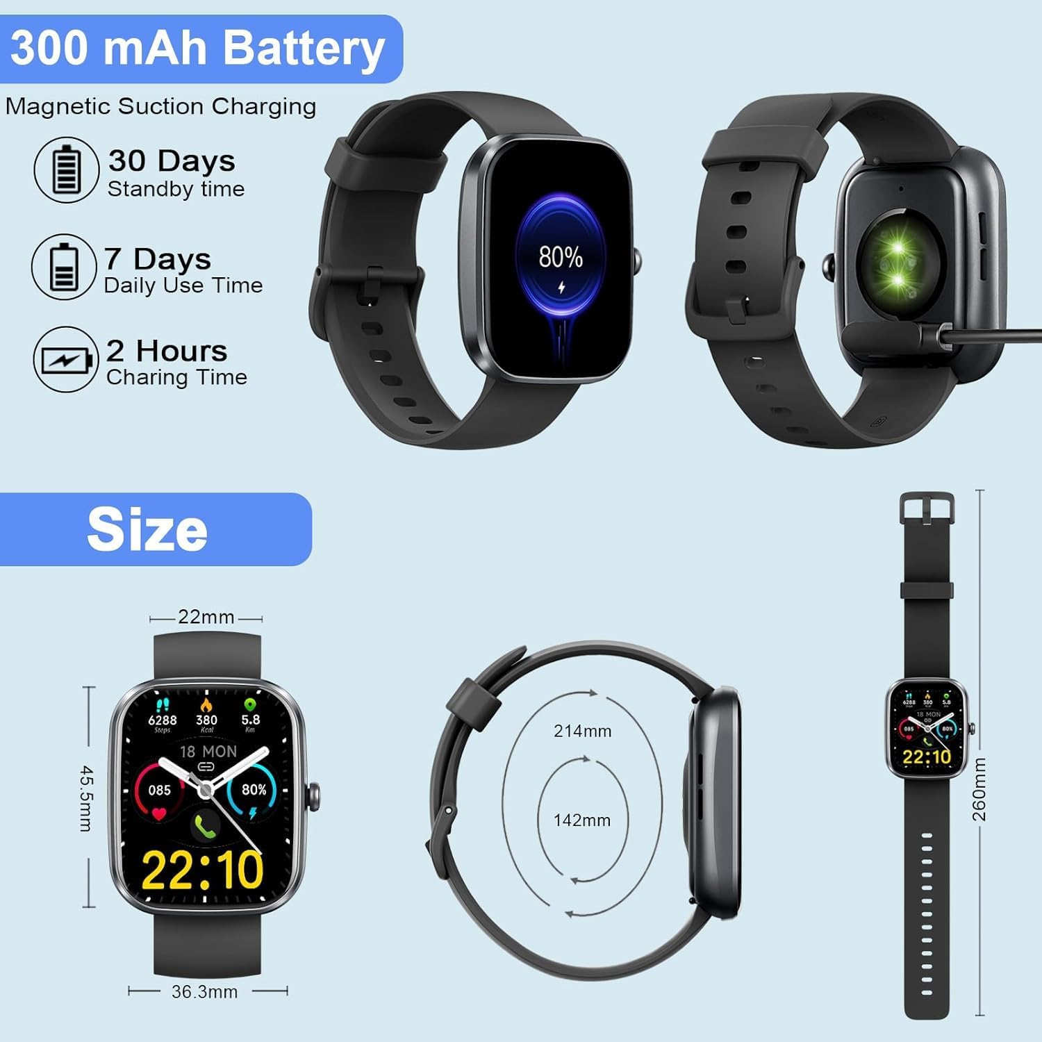Smartwatch Herren Damen 1,96 Zoll HD Smartwatch Damen mit Telefonfunktion, Smartwatch Fitnessuhr 100+ Sportmodi, IP68 Wasserdicht, Sportuhr mit Herzfrequenz-Schlafmonitor Schrittzähler für Android – Bild 7