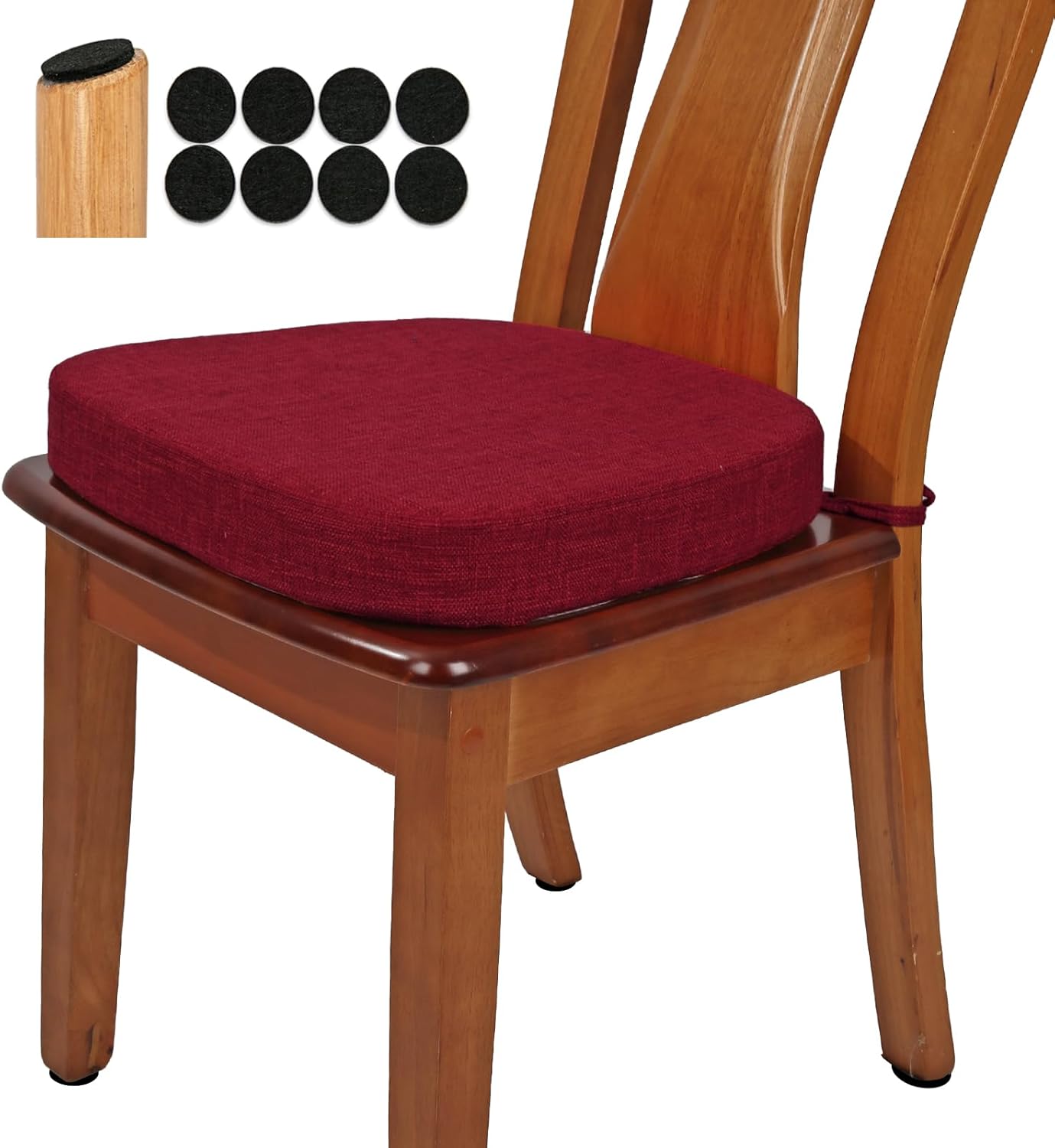 BUYUE Stuhlkissen 6,5 cm dick, U-förmiges Sitzkissen 40 x 40 cm mit hochdichtem Schaumstoff, Stoffbezug, rutschfeste Sitzunterlage für Küche und Esszimmer (1 Stück, rot)