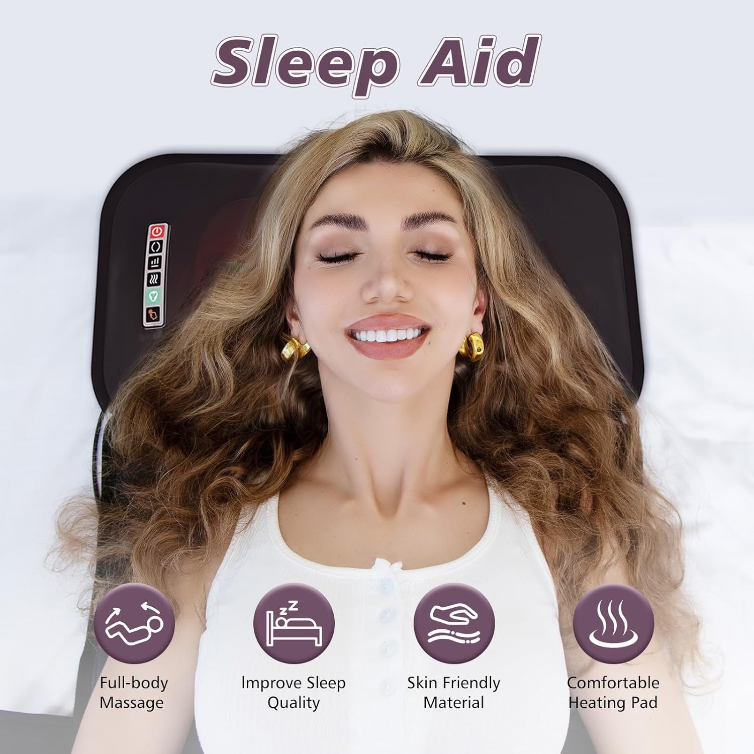 Ganzkörper-Massagematte mit Wärmefunktion, abnehmbares Nackenmassagegerät, verschiedene Massagemodi für den ganzen Körper, Massagekissen mit 10 Vibrationsmotoren und 9 Geschwindigkeitsstufen für – Bild 5