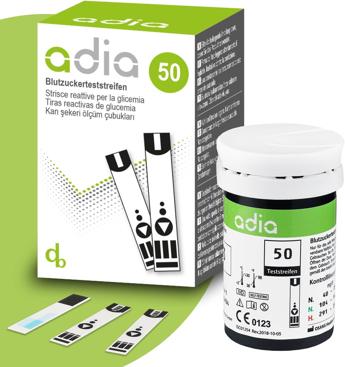 adia Blutzucker-Teststreifen – 50 Stück – Die günstige und einfache Blutzuckermessung zur Blutzuckerkontrolle bei Diabetes