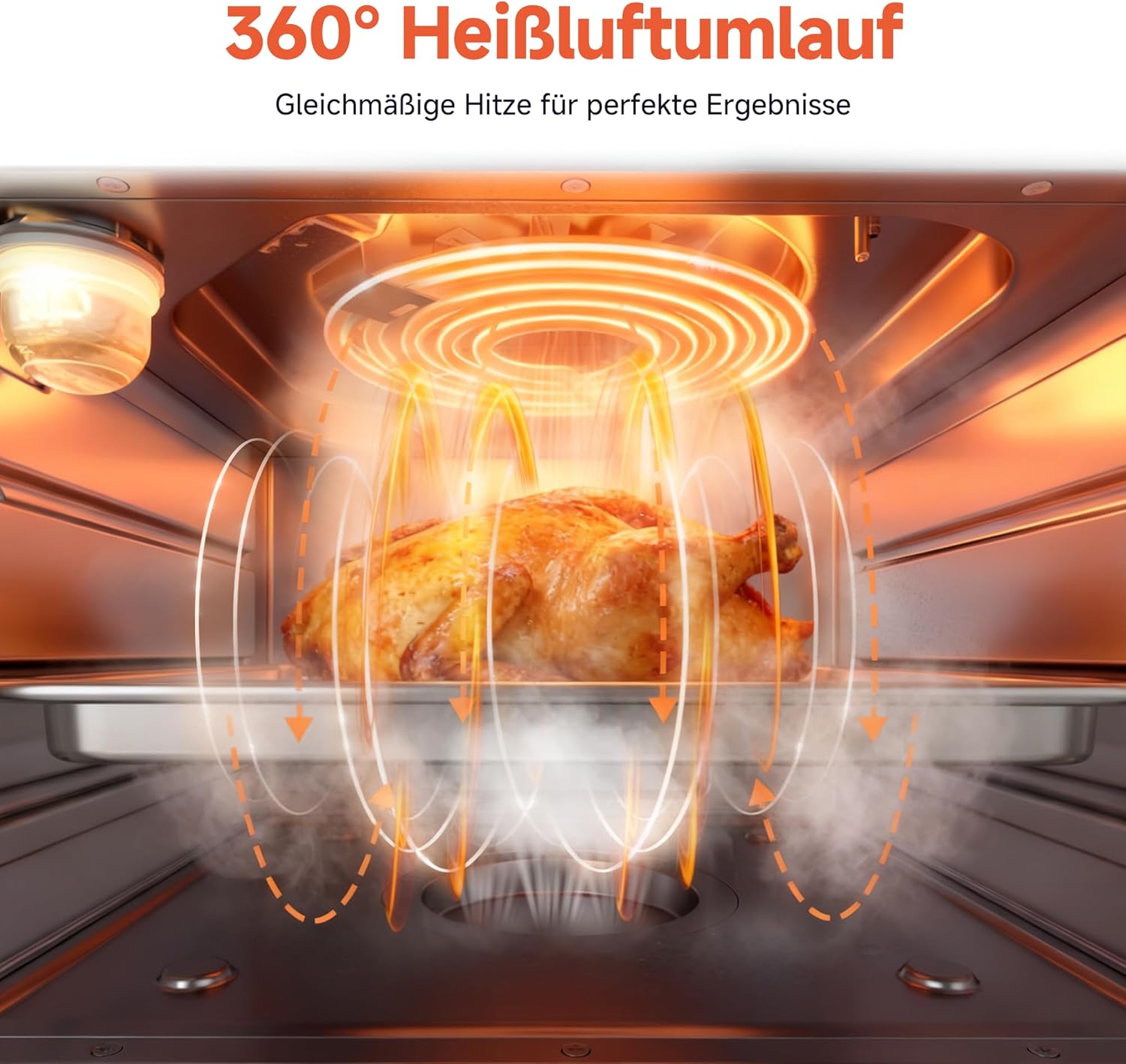 OUNIN Dampfbackofen 18 L, 11-in-1-Ofen mit Dampffunktion, Dual-Cook, Backen, Braten, Trocknen und Selbstreinigung, 360° gleichmäßige Wärmeverteilung, Edelstahl-Innenraum, platzsparend – Bild 4