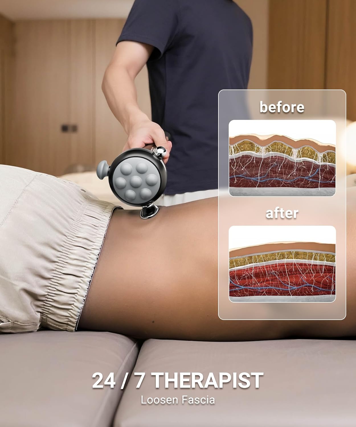 HYAKO Pro Max Professionelle Massagepistole – 3,5 mm Amplitude Tiefengewebe-Massagegerät, Vibrationstherapie für Sportler zur vollständigen Körpererholung, Geschenk (Grau) – Bild 3