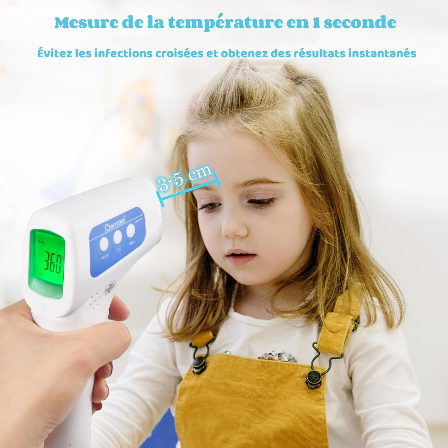 Berrcom Fieberthermometer, kontaktloses Infrarot-Stirnthermometer für Babys, Kinder, Erwachsene, digitales medizinisches Thermometer, 3-in-1 mit sofort genauen Messwerten, Fieberalarm – Bild 6