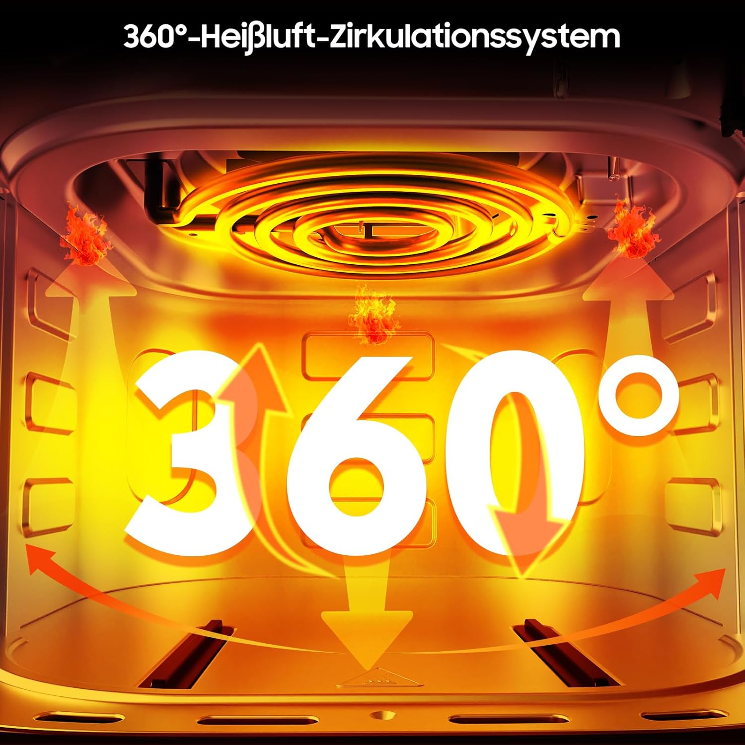 Heißluftfritteuse 6,5 L Airfryer XL – 1700 W Fritteuse ohne Öl mit Metallinnenraum | Heißluftfritteuse, Heißluftfritteuse, 8 Programme, digitales LED-Display, Timer, benutzerfreundlich, 80–200 °C, Rezeptbuch – Bild 4