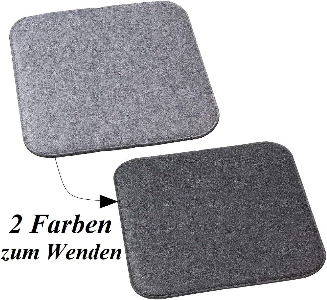 unbekannt 4 Stück Sitzkissen Wendefilz Sitzbezug für wendbar Grau Anthrazit 35 x 35 cm – Bild 5