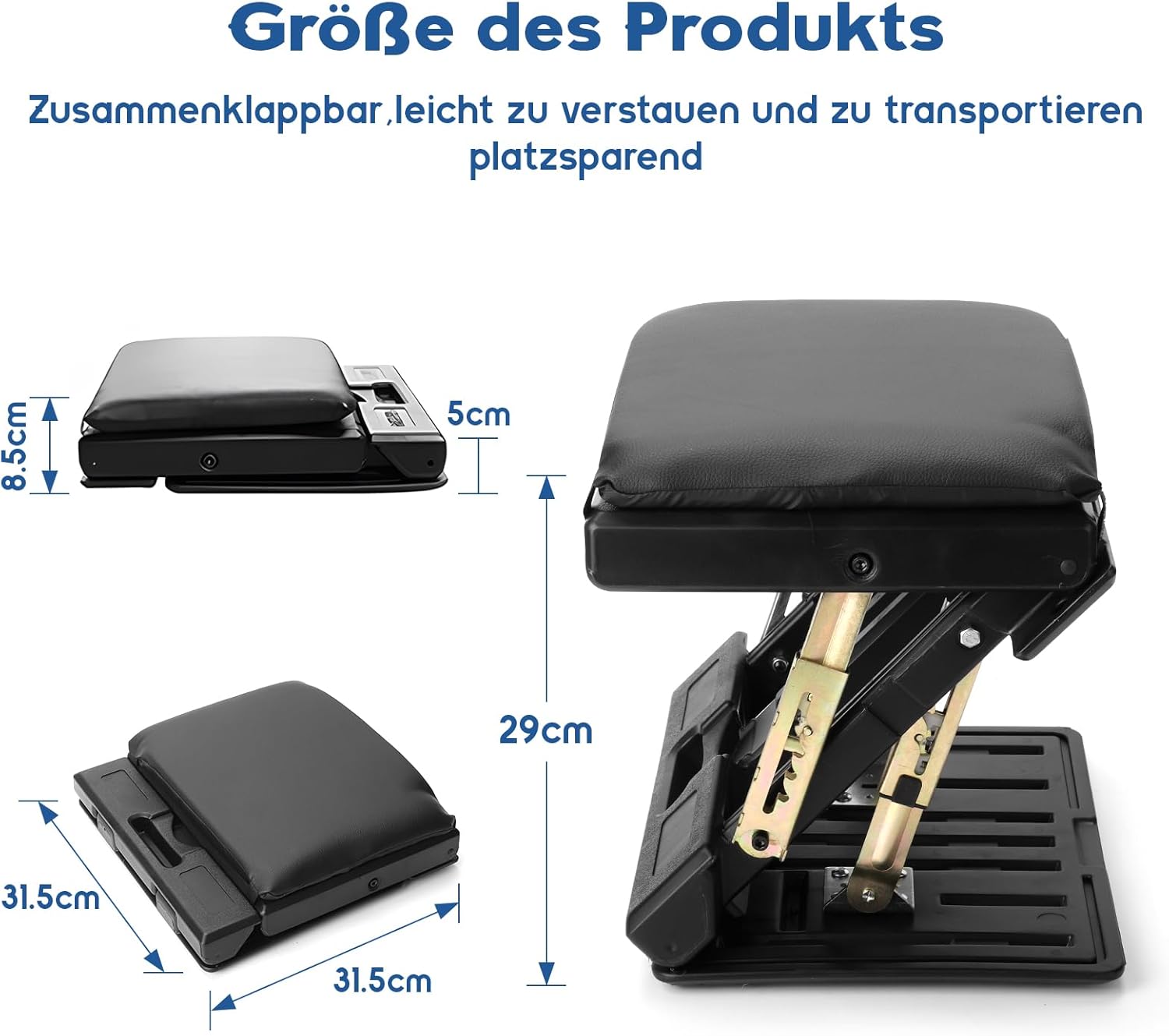 MYOYAY Fußstützen-Schreibtisch, verstellbarer Fußhocker, 4 höhenverstellbar mit Massage und weichen, ergonomischen rutschfesten Fußstützen für Büro, Auto, Zuhause, Reisen – Bild 2