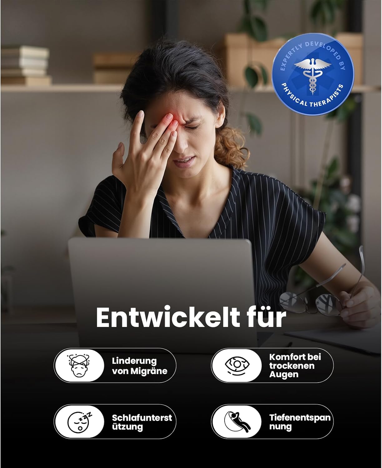 BOB AND BRAD Augenmassagegerät Grau mit Wärme und Kälte, elektrische Augenmaske EyeOasis 3 Elite gegen Migräne, trockene Augen und Verspannungen, Geschenke für Frauen, Männer, Sie und Ihn – Bild 4