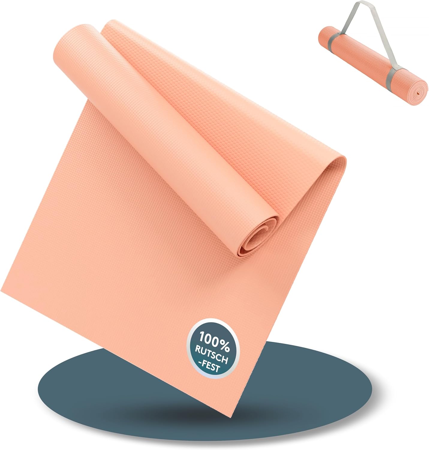 LILENO SPORTS Yogamatte (180x60cm) inkl. Tragegurt - Sport- und Yogamatte extra rutschfest in 4 mm Dicke - Gymnastikmatte und Fitnessmatte für Workout und Yoga - Sportmatte für Zuhause