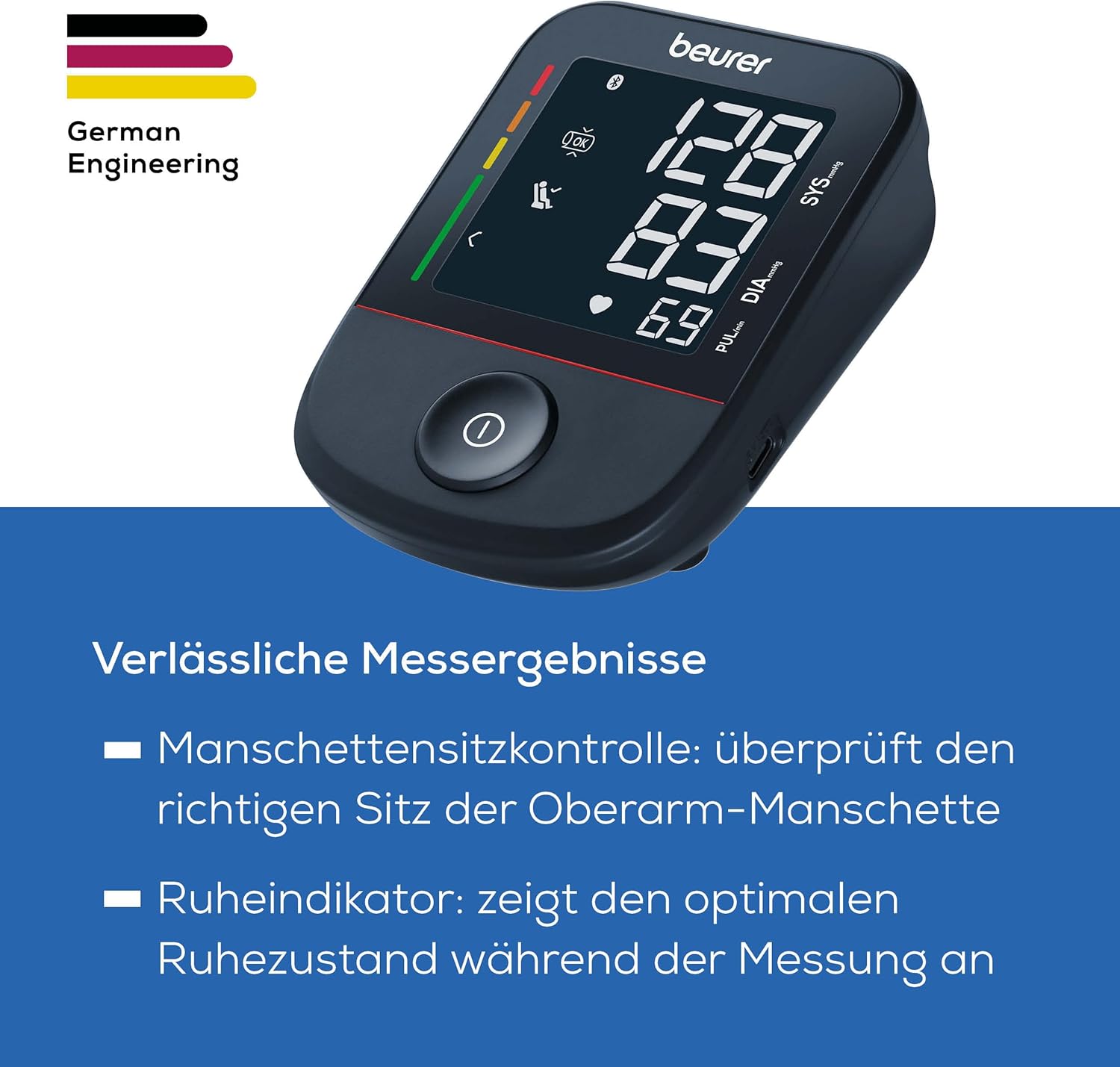 Beurer BM 48 Oberarm-Blutdruckmessgerät, einfache Ein-Knopf-Bedienung, schonende & schnelle Messung, Arrhythmie-Erkennung, Manschette, mit App, Datenübertragung an Apple Health und Co., schwarz – Bild 6