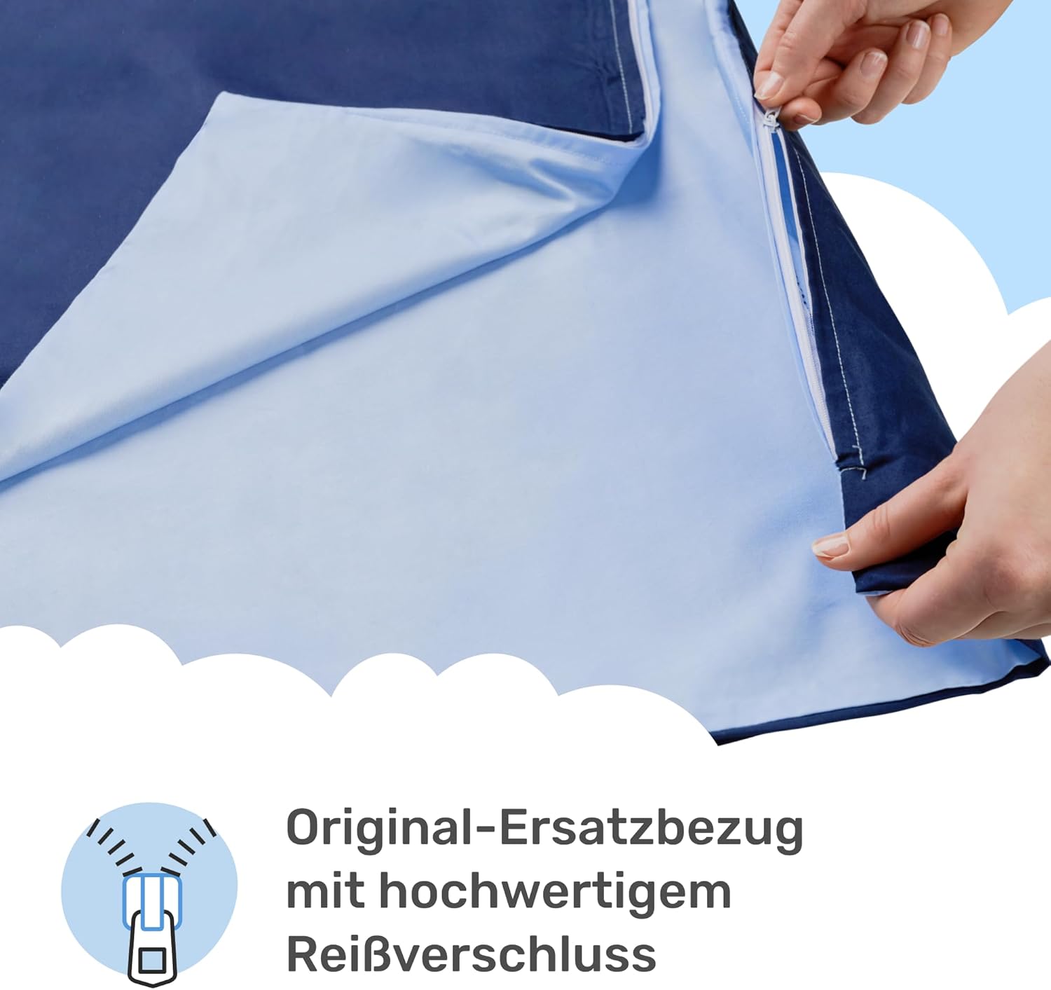 Dailydream Bezug für Gewichtsdecke für Erwachsene, 135 x 200 cm | Zweifarbiges Blau | 100 % Baumwolle | Ersatzbezug / Wechselbezug | Waschbar | Atmungsaktiv und hautfreundlich | Bezug für Gewichtsdecke – Bild 2
