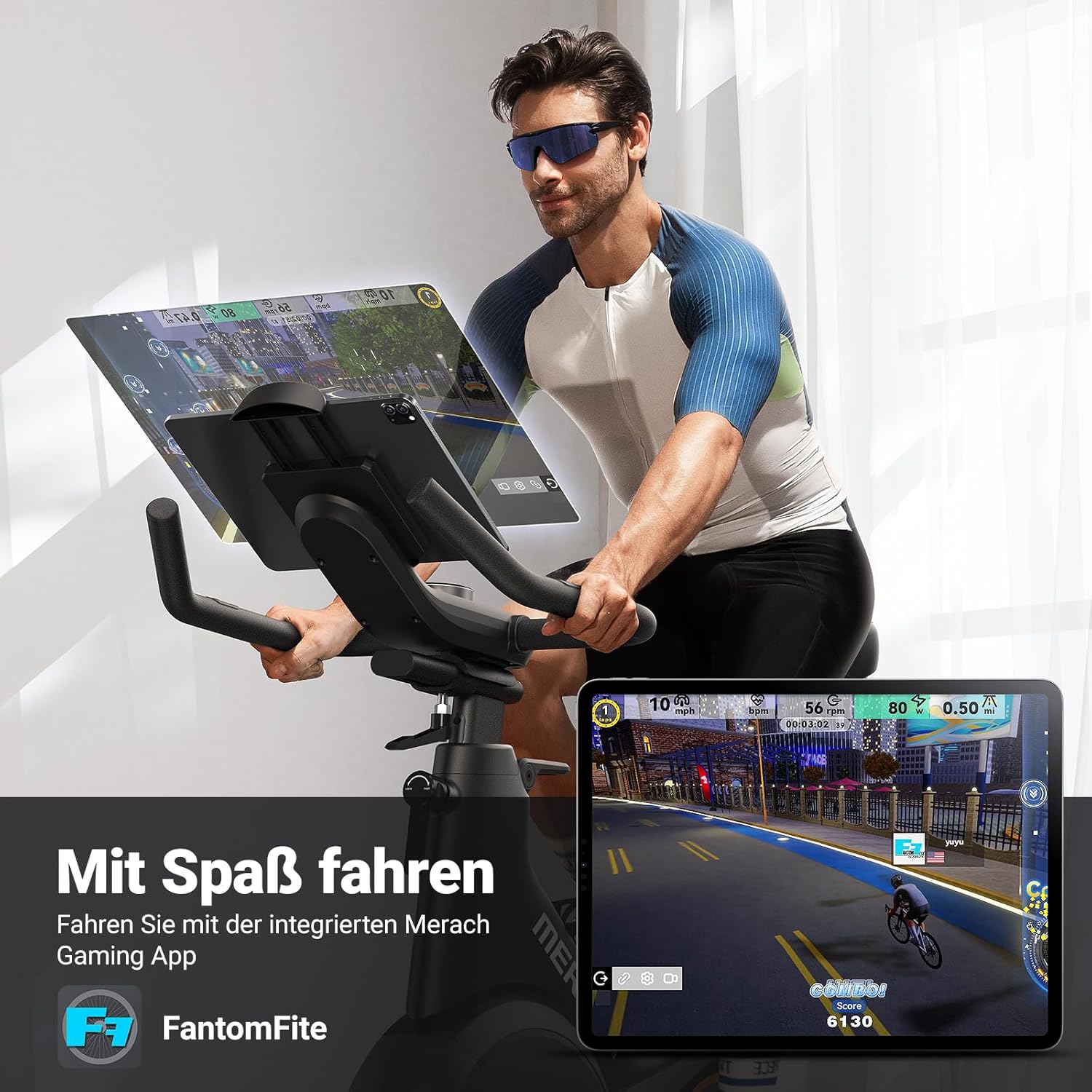 MERACH Heimtrainer, Bremsbelag/magnetisches stationäres Rad mit exklusiver App, geräuscharmes Indoor-Fahrradrad mit 270 Pfund Gewichtskapazität, Hantelständer und Fitnesskurse zur Gewichtsreduktion – Bild 7