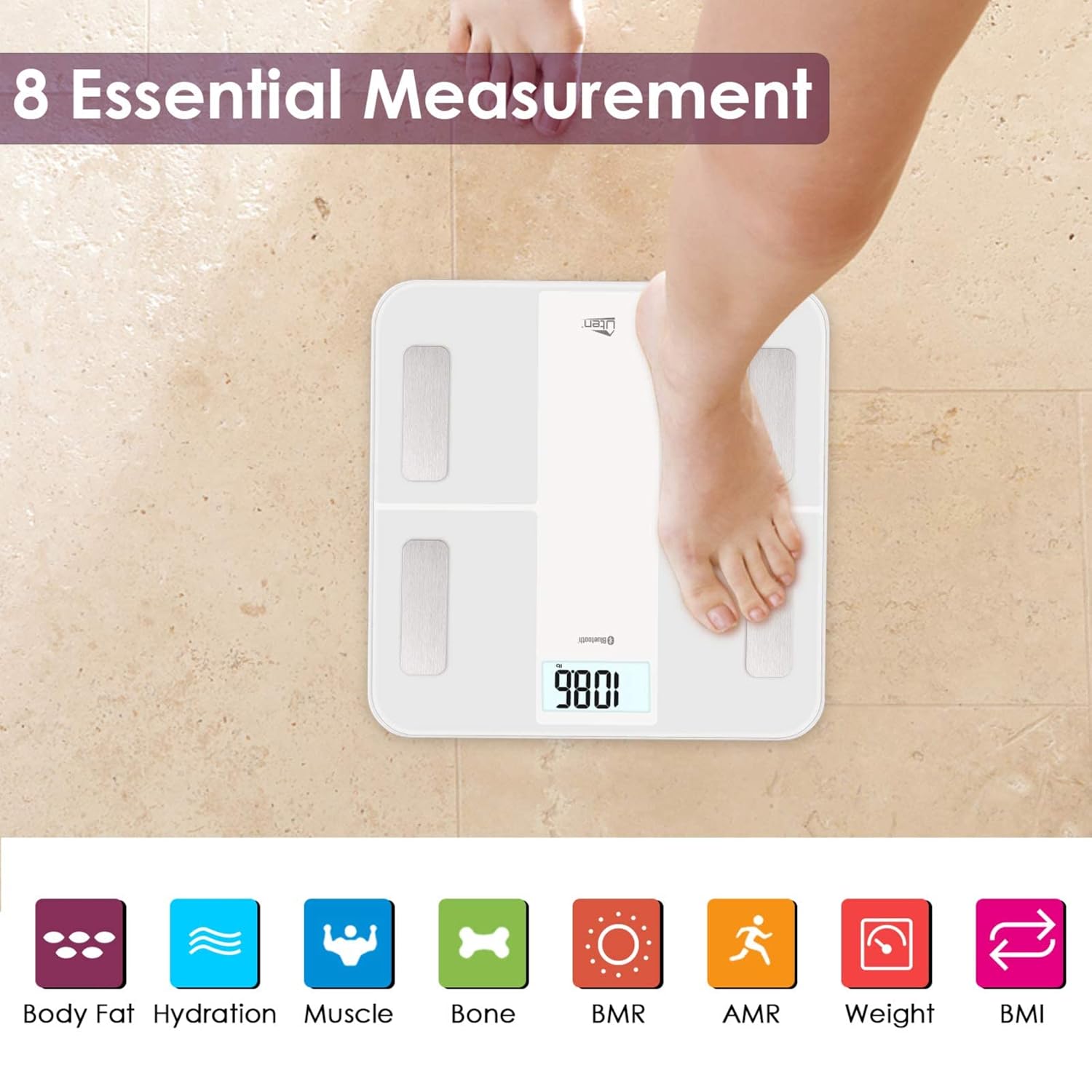 Digitale Personenwaage Körperfettwaage Uten Bluetooth Körperwaage Digitale Körperanalysewaage mit App Körperanalysegerät Waage 180 kg 400 lb – Bild 6