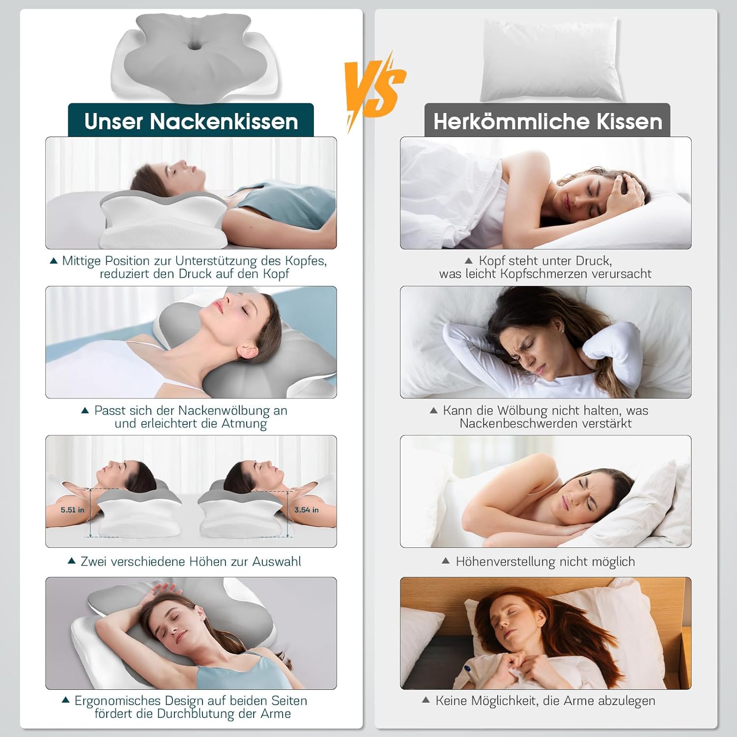 Fwiull Nackenkissen, Anti-Schnarch-Kissen, Memory-Schaum-Kissen, ergonomisch, Nackenstützkissen, orthopädisch, Nackenkissen, Seitenschläfer für Seiten-, Rücken- und Bauchschläfer (Schmetterling) – Bild 4