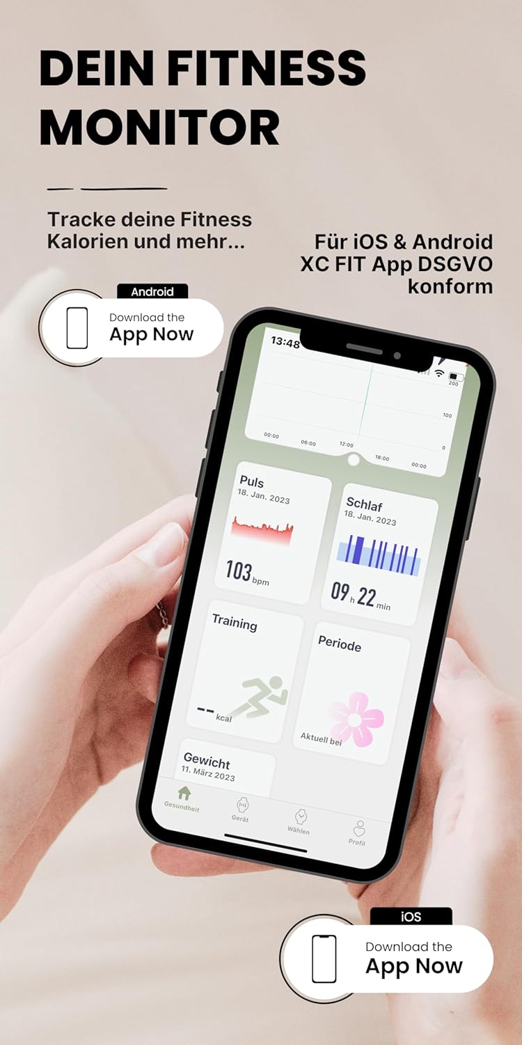 XCOAST Smartwatch Siona 2 Elegance Citrine Gold – Damen-Smartwatch klein, AMOLED-Touchscreen, 24/7 Puls, Schlafmonitor, 21+ Sportmodi, Schrittzähler, wasserdicht, für iOS & Android – Bild 6