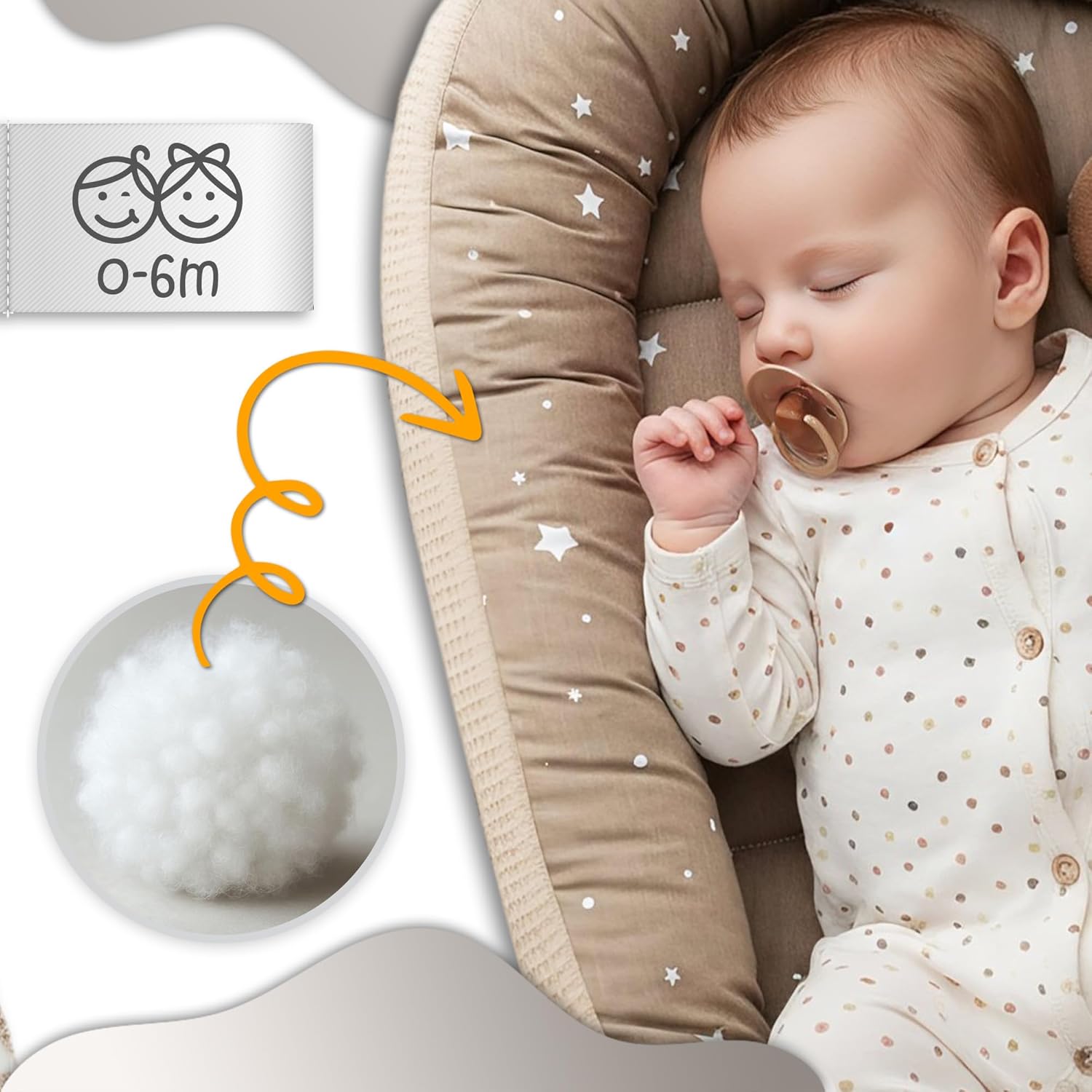Babynest für Neugeborene/Babys, handgefertigter doppelseitiger Waffel-Pique-Baumwollkokon, 90 x 50 cm, Teddybären – Bild 3