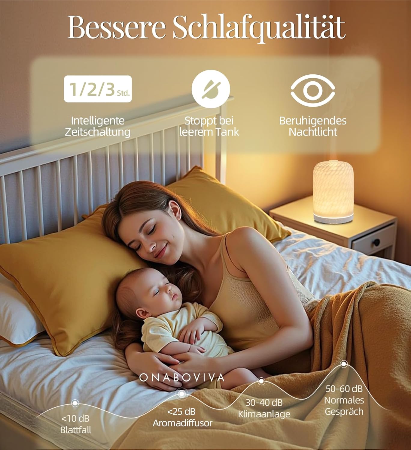 Aromadiffusor – Ultraschalldiffusor mit Befeuchtung und Wellness-Licht aus handgefertigter Keramik, automatische Abschaltung, BPA-frei, geräuscharme Konstruktion, ideal für Schlafzimmer, Büro und als Geschenk – Bild 3