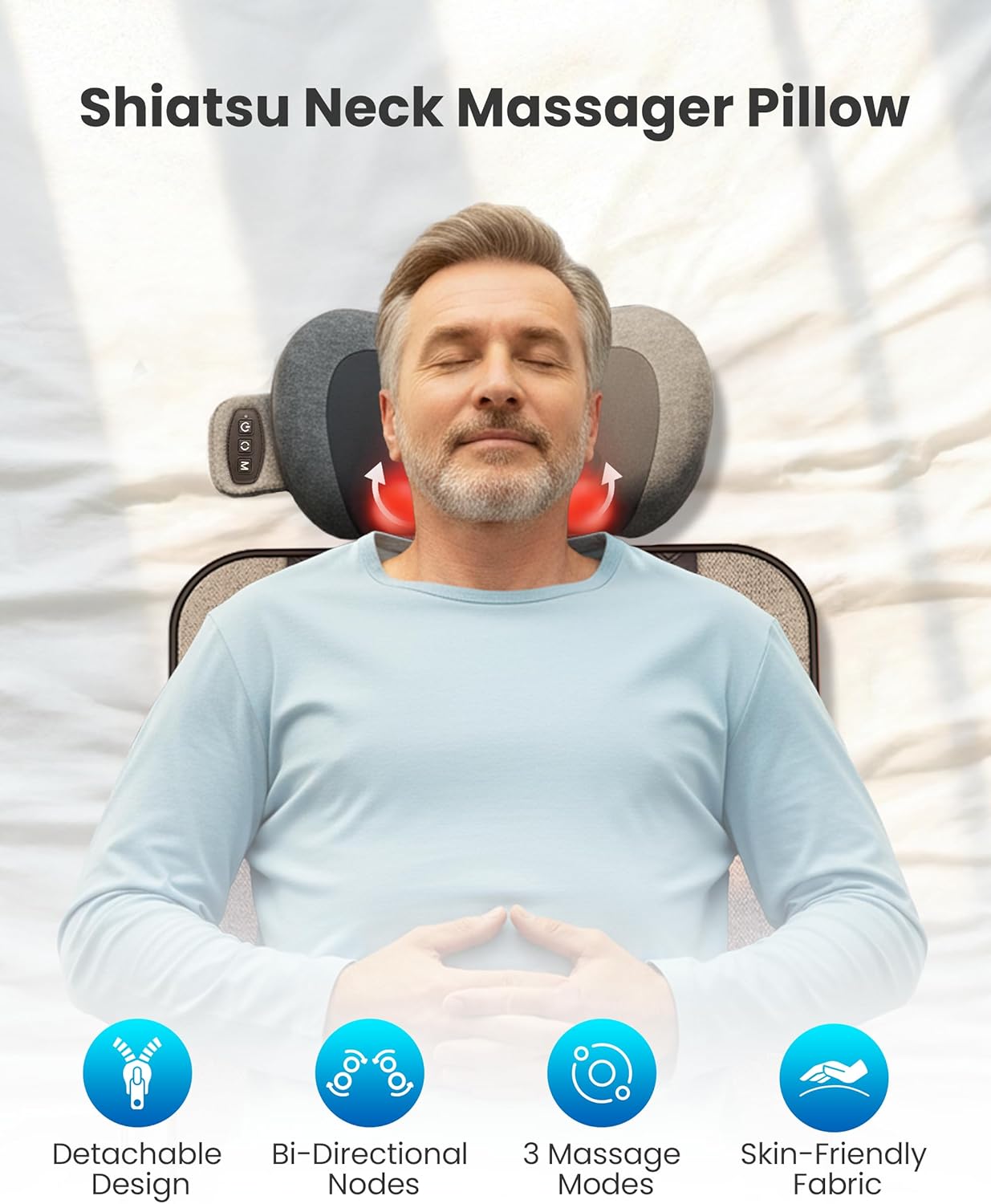 COMFIER Ganzkörper-Massagematte mit Wärme, 10-motoriges Vibrations-Massagepad mit Shiatsu-Nackenmassagegerät für Rücken, Beine und Nacken, 160 x 56 cm, Geschenk für Mama und Papa – Bild 9