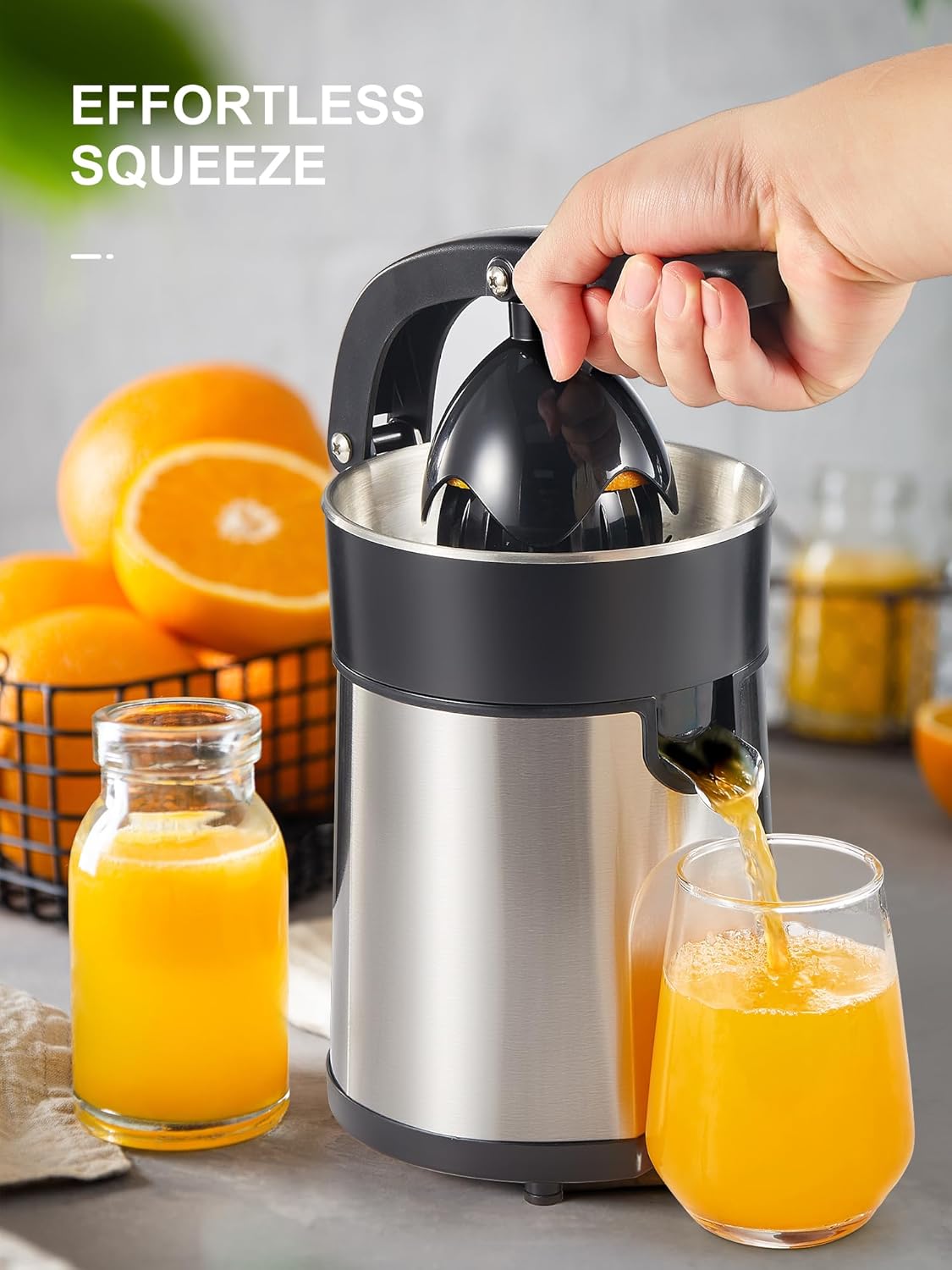 VINATO Zitruspresse, Orangenpresse, Edelstahl, BPA-frei – Bild 4