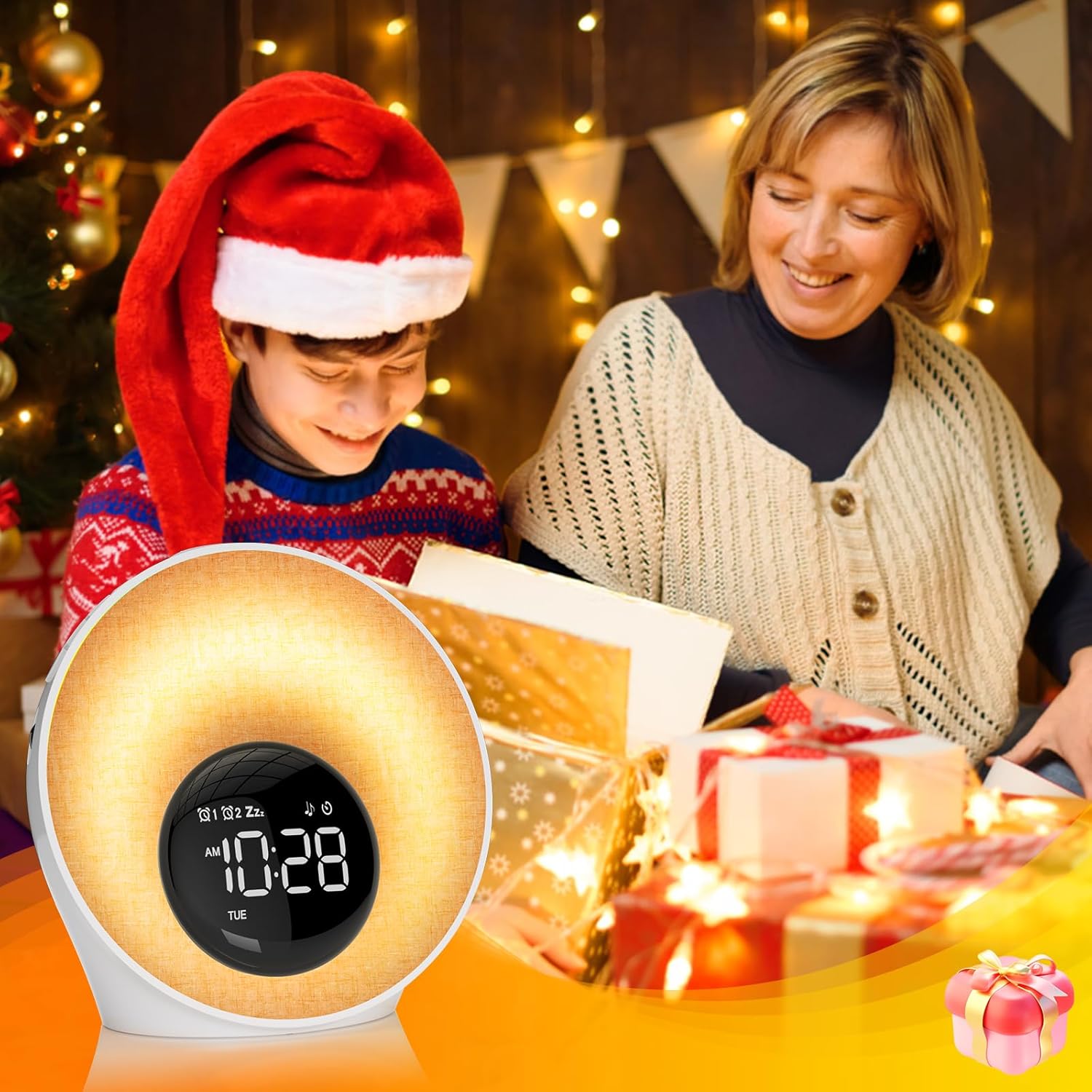 Tageslichtwecker, Lichtwecker Sonnenaufgang Wecker mit Licht, Wecker Digital mit 2 Alarme und Snooze, White Noise Machine mit 30 Schlafgeräuschen, Nachttischlampe mit 20 Helligkeit, 8 Farblicht, Timer – Bild 8
