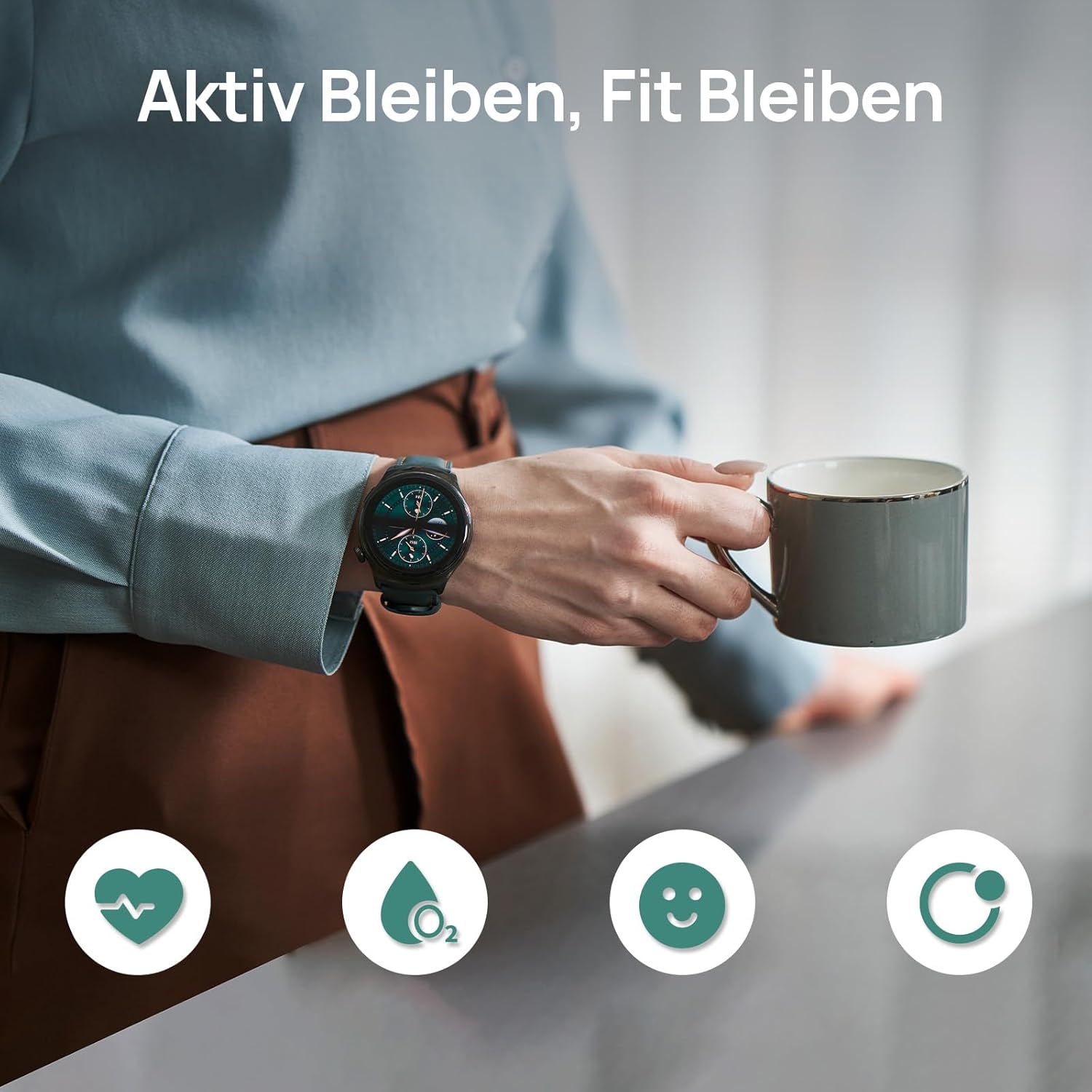 Mibro Lite3 Pro Smartwatch GPS Herren Damen rund 45 mm, AMOLED 1,32 Zoll Fitness-Tracker, 5ATM wasserdicht, Herzfrequenz Schlaf SpO2 VO2 Max, Bluetooth-Anrufe, 15 Tage lange Akkulaufzeit (Dunkelgrün) – Bild 2