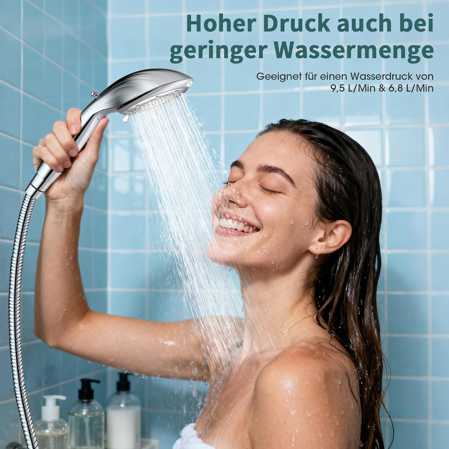 FASDUNT Duschkopf mit Filter gegen Kalk, 8 Strahlarten, Hochdruckduschkopf mit Schlauch 2 m, 20 Schichten Filterduschkopf für hartes Wasser, Restchlor, Schwermetall – Bild 8
