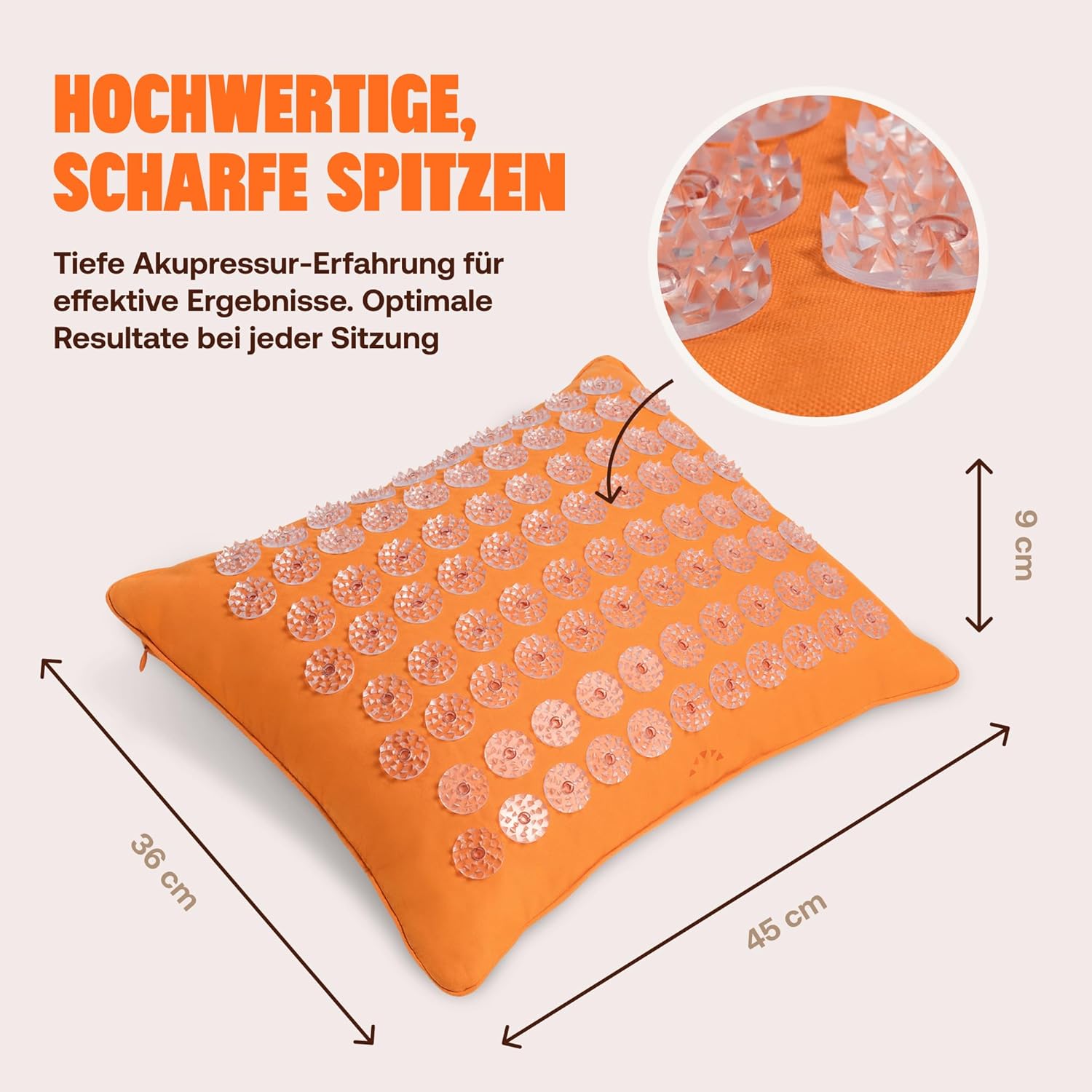 ShaktiMat (Das Original seit 2007) Premium-Akupressurkissen zur Entspannung für Schulter, Nacken, Kopf, ethisch handgefertigt, GOTS-zertifizierte Bio-Baumwolle, Bernsteinorange – Bild 2