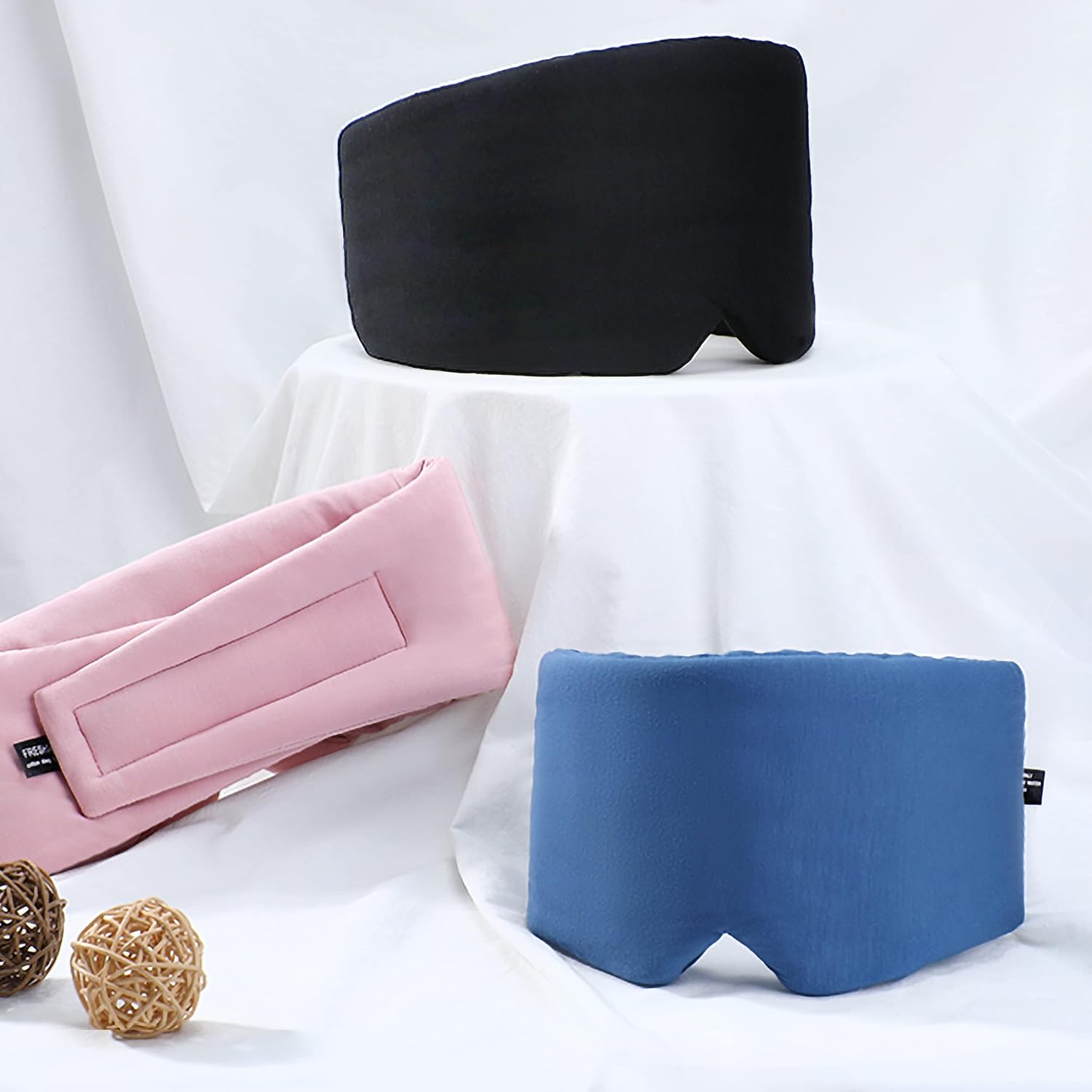 FRESHME Schlafmaske Blackout – handgefertigte Schlafmaske aus Baumwolle für Damen und Herren, Augenmaske zum Schlafen, schwarz, weiche Augenabdeckung zum Schlafen mit verstellbarem, atmungsaktivem Veclro – Bild 8