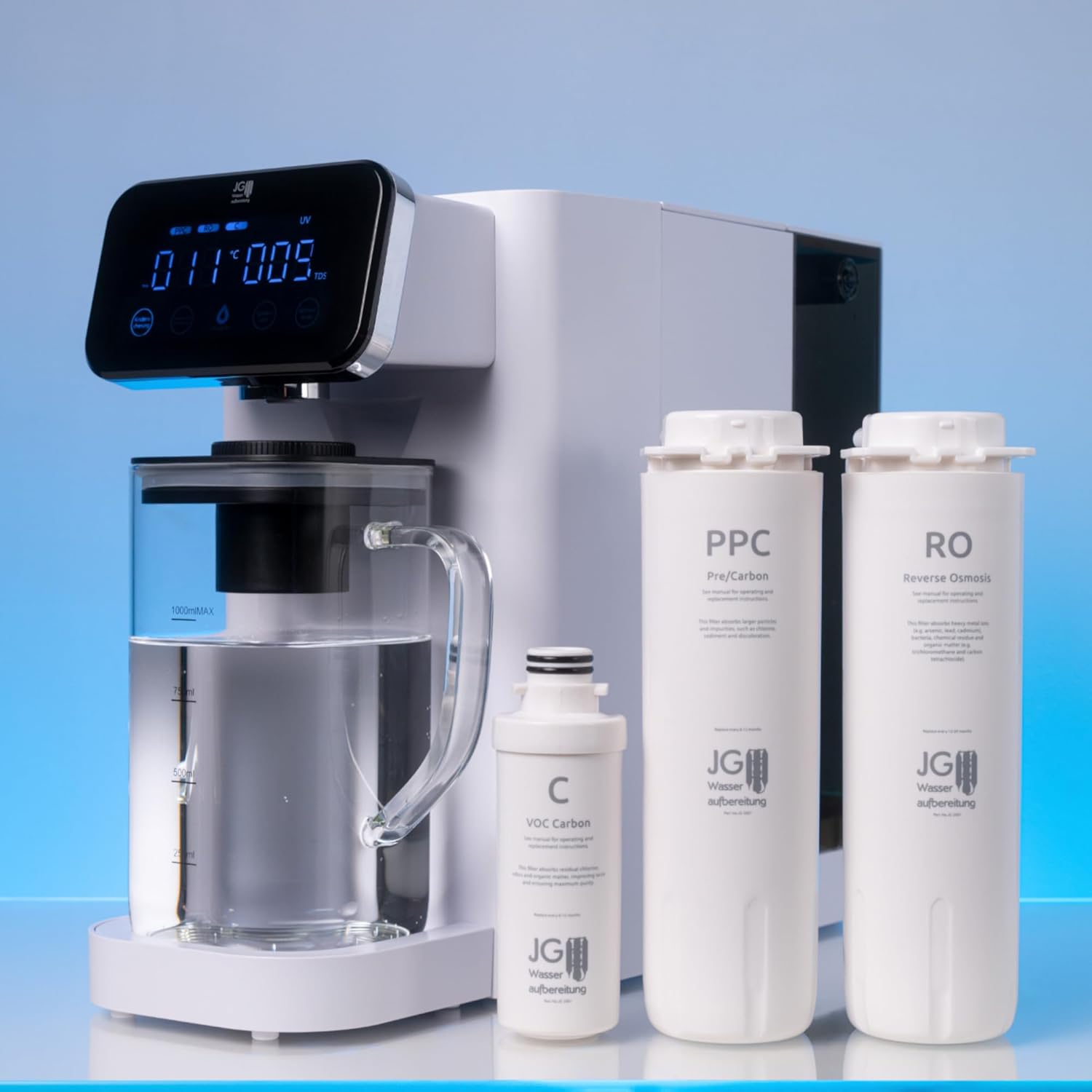 Vivalis One Tischosmosesystem mit Heißwasser und UV – 6-stufiger Umkehrosmose-Wasserfilter, 3,2 l Tank, 45–95 °C, Alca-Mineralisierung – Bild 2