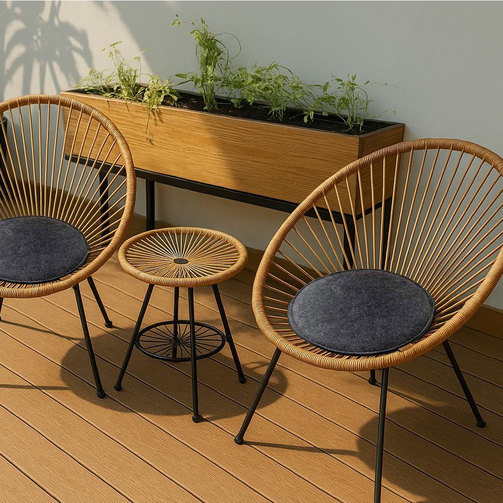 Miqio Design Filz-Sitzkissen XL rund mit Anti-Rutsch-Noppen 40 cm, 2er-Set, für drinnen und draußen, nachhaltig, aus recycelten PET-Flaschen, waschbar, Stuhlkissen, rutschfest, dunkelgrau – Bild 5
