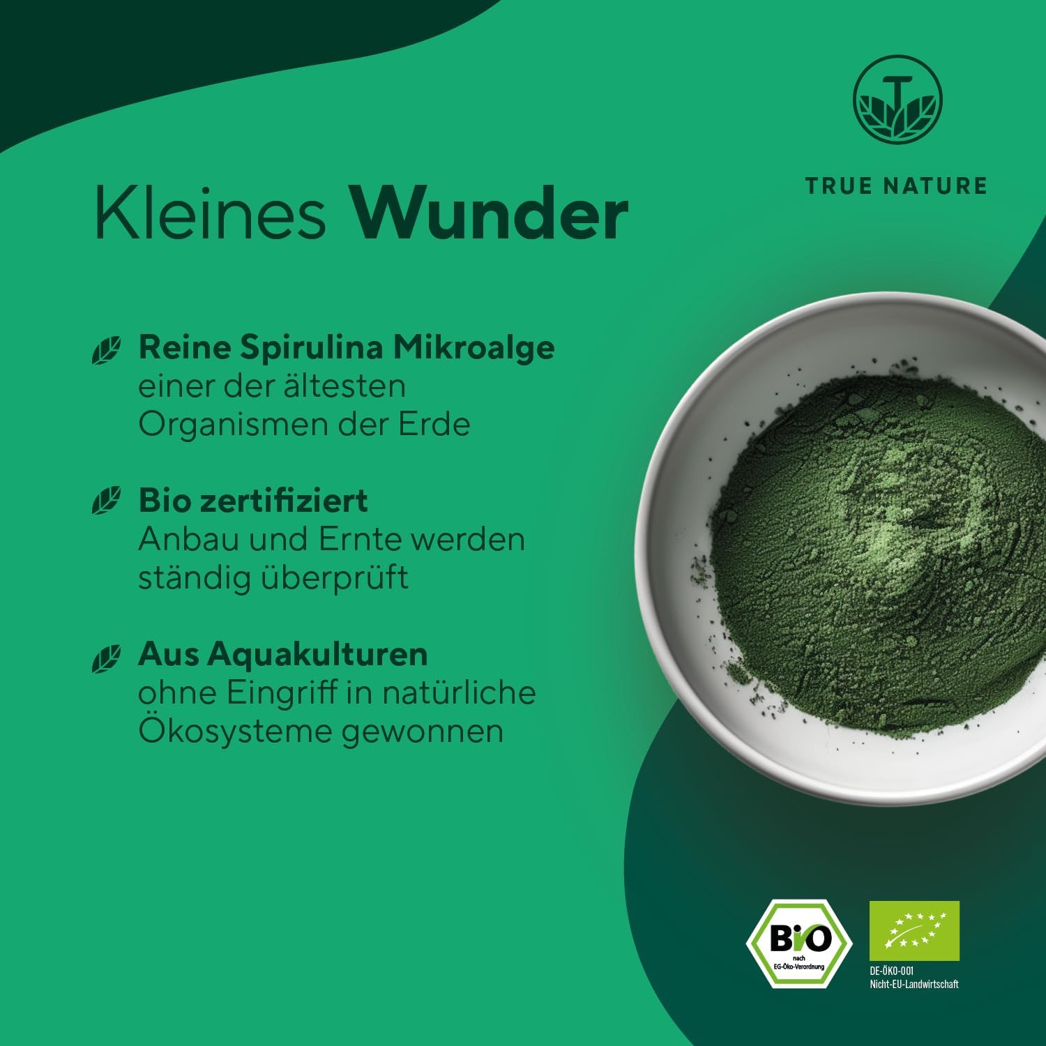 True Nature® Premium Bio-Spirulina-Pellets (500 mg x 600 Stück) – 100 % reine Bio-Spirulina-Algen – vegan, mehrfach im Labor getestet und hergestellt in Deutschland – Bild 3