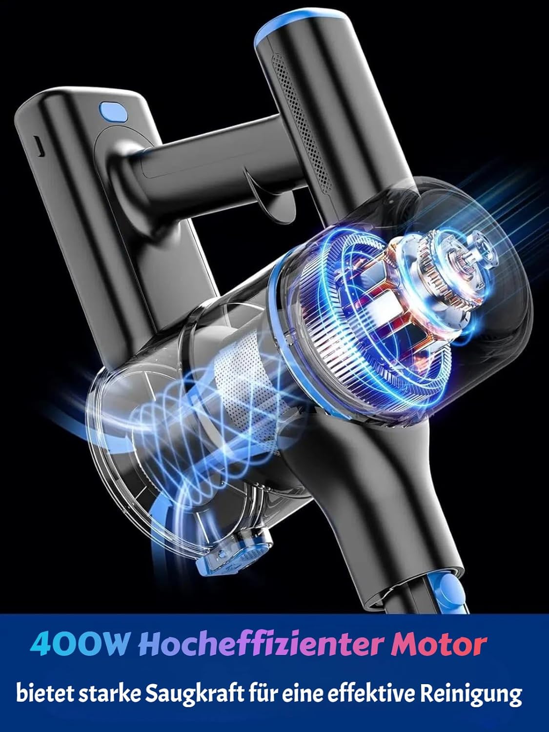 Staubsauger Kabellos 45 KPa/500 W/45 Min., selbststehend, LED-Anzeige, Anti-Tangle-Bürste – Bild 5
