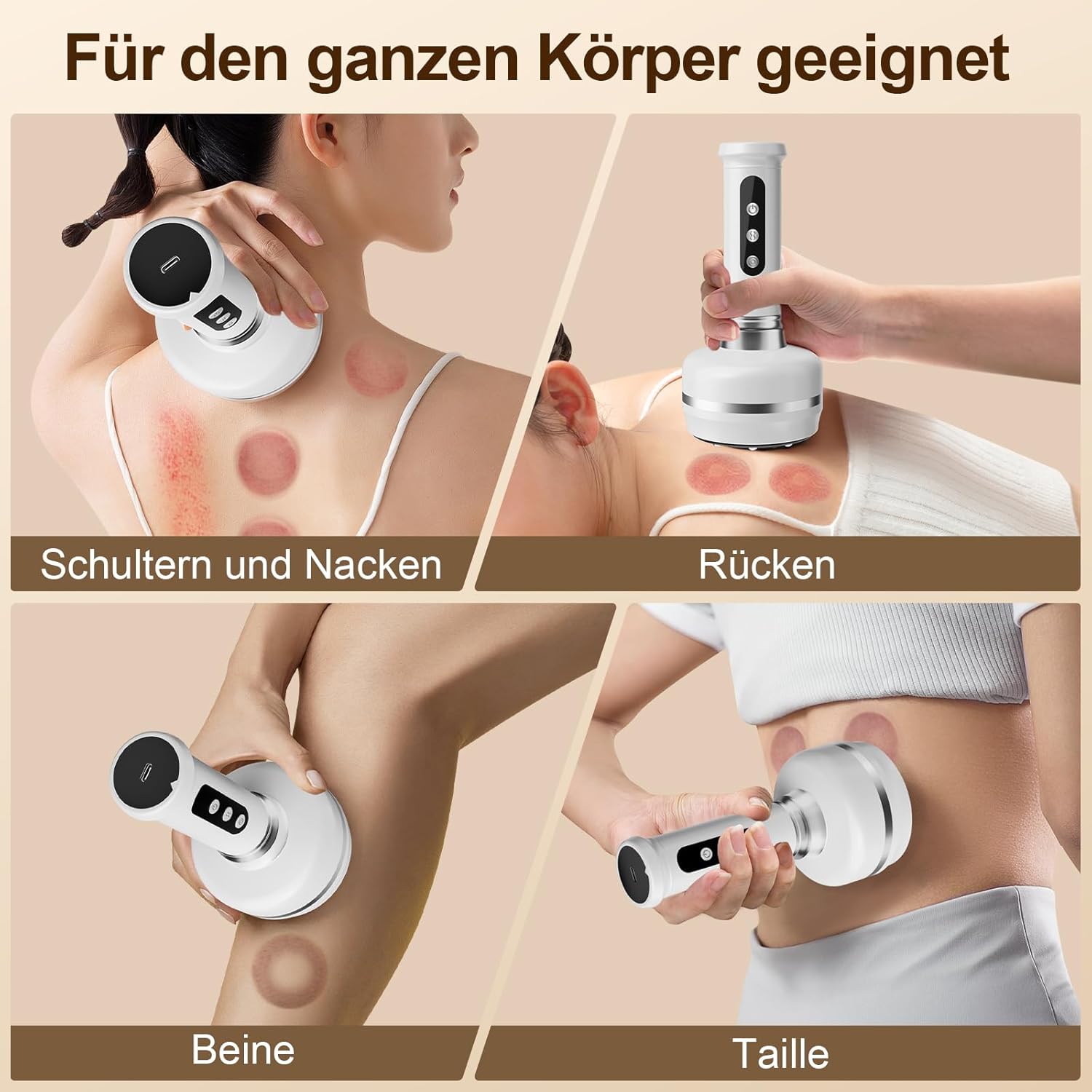Cellulite Massagegerät Lymphatic Drainage - Schröpfgerät Elektrisch mit 30 Gängen,Verbesserung des Hautzustandes,Vakuum Massagegerät für Rücken, Taille, Arme und Beine – Bild 2