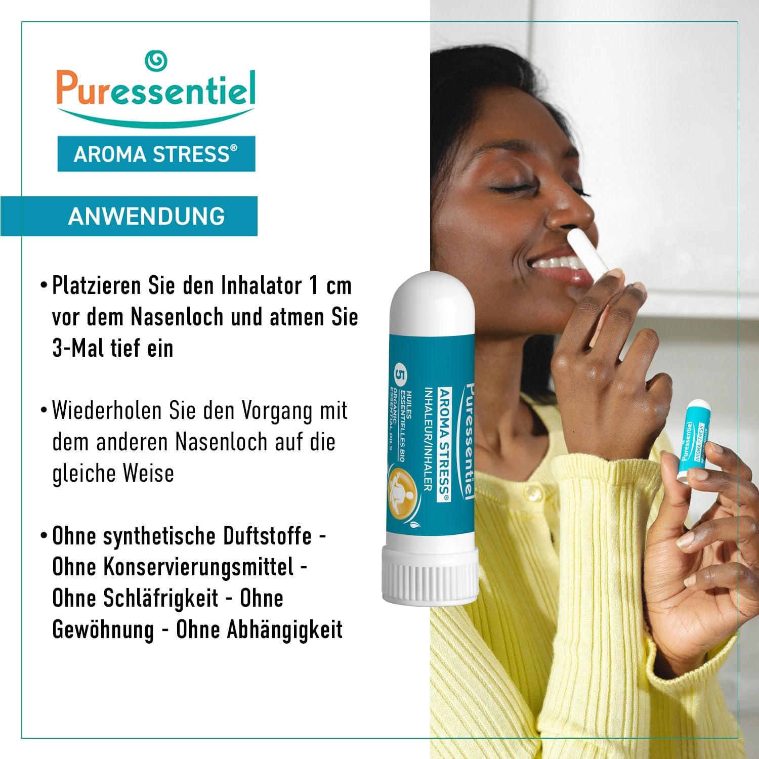 Puressentiel Aroma Stress – Aroma-Stress-Inhalator mit 5 ätherischen Ölen – hilft Stress abzubauen – lindert Ängste – 1 ml – Bild 5