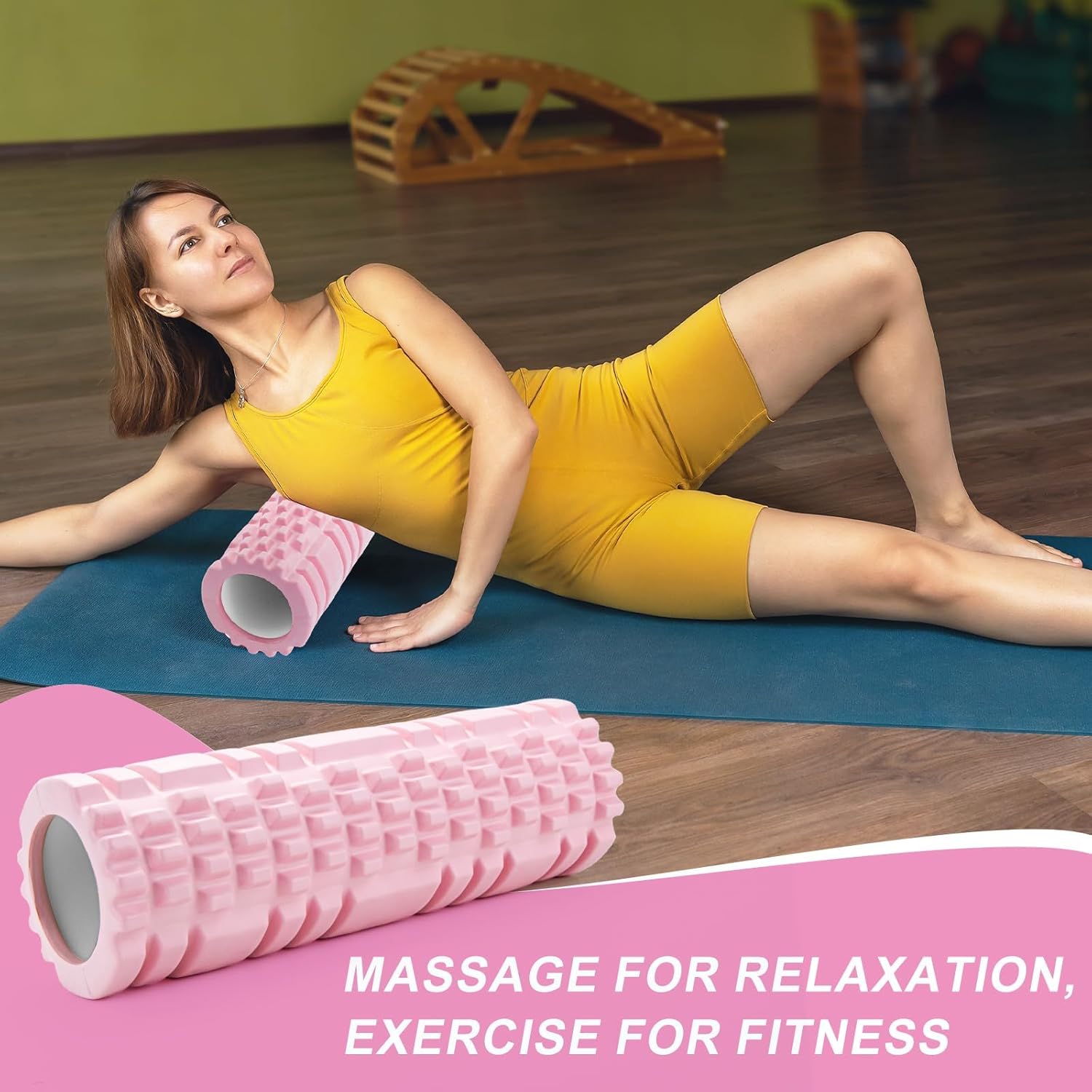 Pilates-Roller mit Yoga-Säule – Faszienrolle aus rosa Schaumstoff für optimale Muskelkraft, Fitness und Faszienmassage – multifunktionaler Sportroller für Zuhause und Fitnessstudio – Bild 9