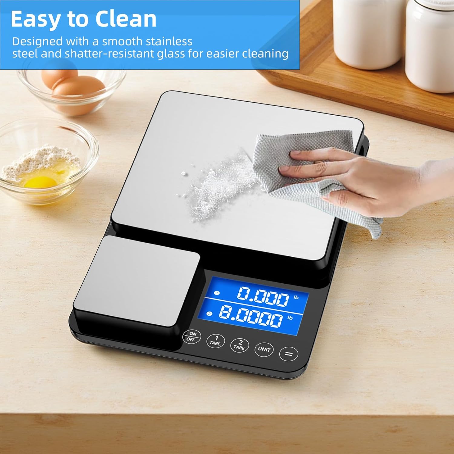 Diyife Küchenwaage mit 2 Plattformen, multifunktionale Küchenwaage digital 15 kg/1 g & 500 g/0,01 g, Präzisionswaage mit 7 Einheiten, LCD-Display, Tara-Abschaltautomatik, intelligente Gewichtskumulation – Bild 6