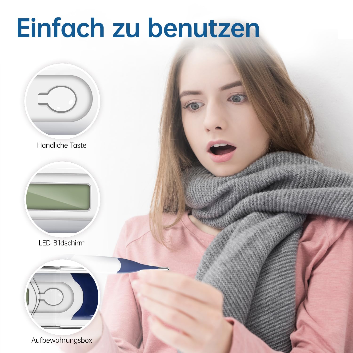 Digitales Thermometer mit flexibler Spitze für Erwachsene, Kinder und Babys, schnelles und genaues medizinisches Mund- und Unterarmthermometer, Rektalthermometer – Bild 4