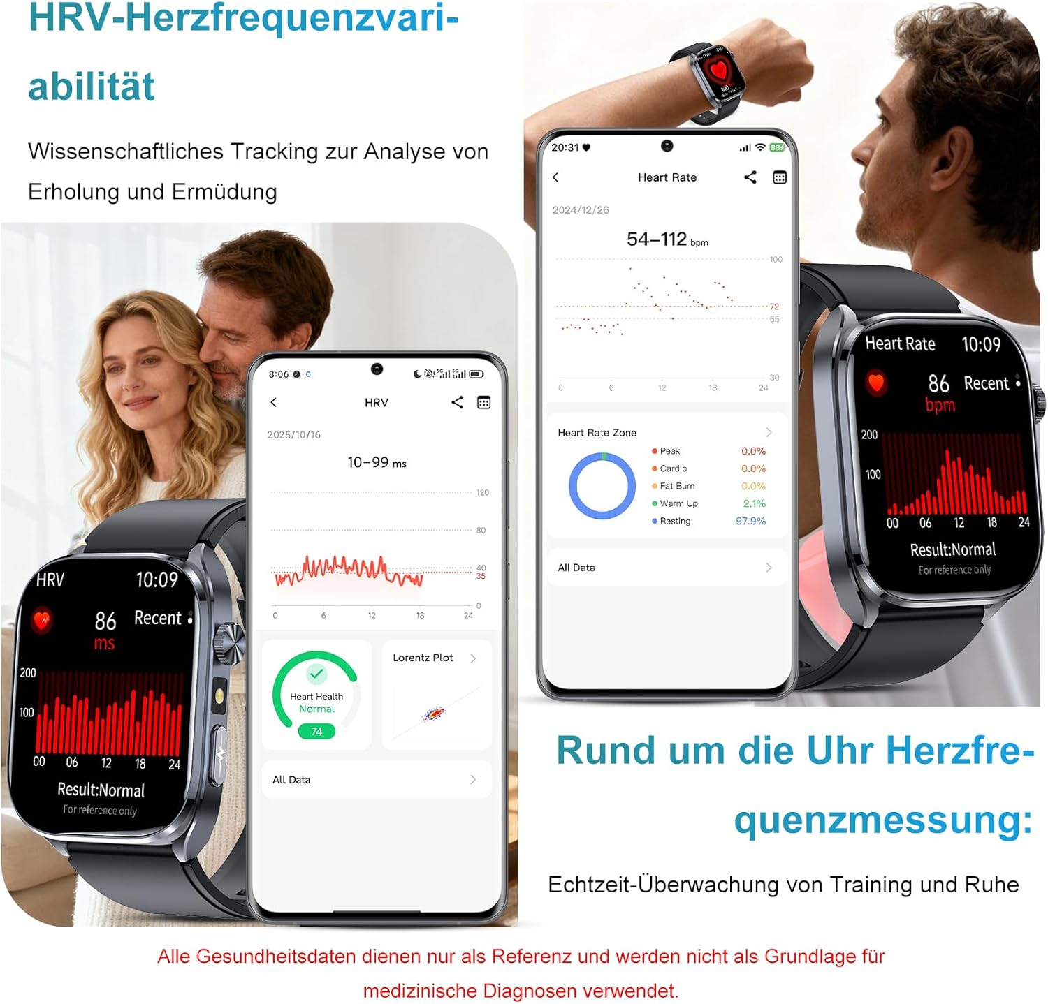 2026 KI-GPT Smartwatch EKG/BI-Druck Q&A-Funktion 2,0-Zoll-Gesundheitsuhr mit Harnsäure/BMI/Herzfrequenzmonitor/HRV/Herzfrequenz, SpO2, Schlaf, Apnoe-Monitor, Bluetooth-Anruf, SOS, IP68 + Wasserauslass – Bild 3