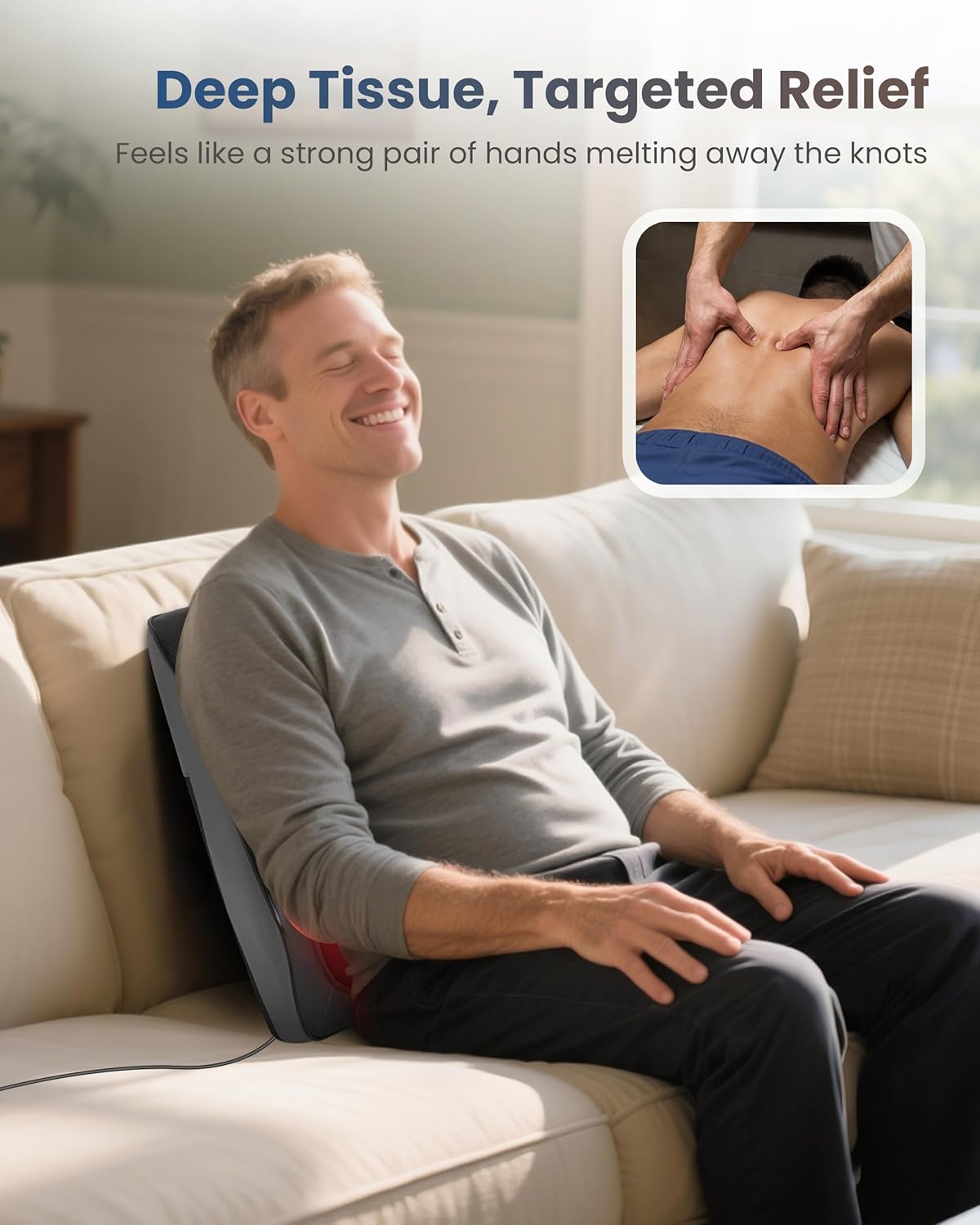 COMFIER Massagegerät, Nackenmassagegerät mit Wärme, Shiatsu-Massagegerät, 4D-Knet-Rückenmassagegerät, Linderung von Muskelschmerzen für Nacken, Rücken, Beine, Geschenke für Männer, Frauen – Bild 2