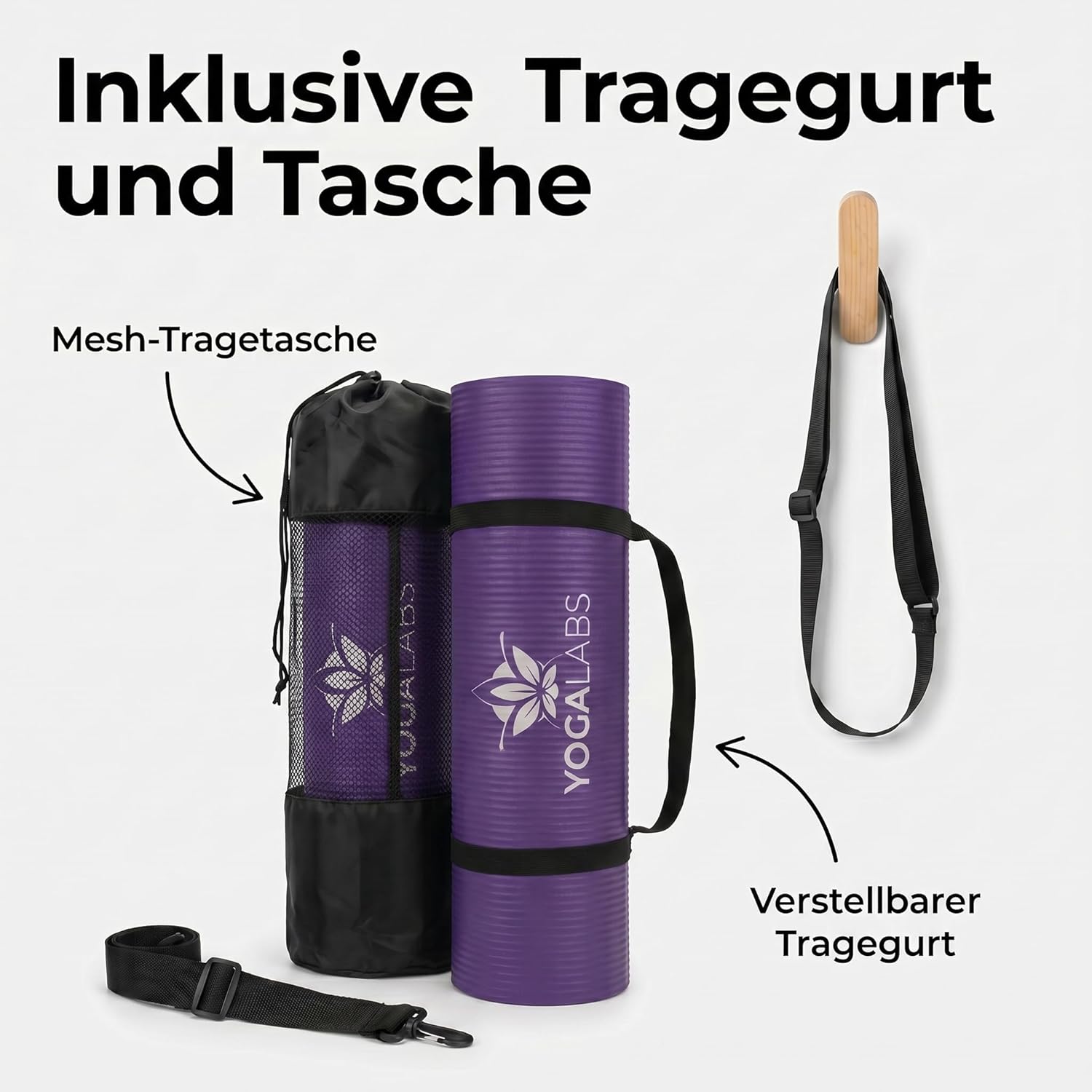 NRB Yogamatte 183 x 61 x 1,5 cm – extra dicke Fitnessmatte & Gymnastikmatte – rutschfest, gelenkschonend & langlebig – Pilatesmatte mit Tragegurt – Bild 4