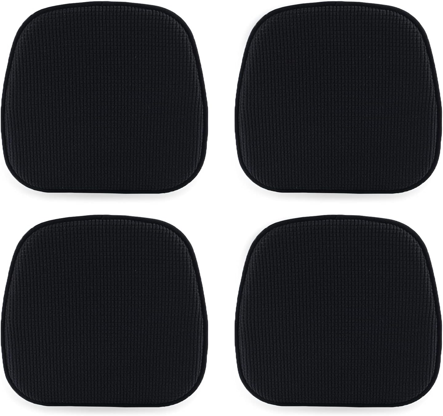 4er-Set Stuhlkissen, 40 x 38 cm, Sitzkissen Stuhl mit kariertem Samtbezug, rutschfest, waschbar, Sitzkissen für Stühle im Büro, Outdoor, Indoor, Garten, 15 x 16 Zoll (schwarz)