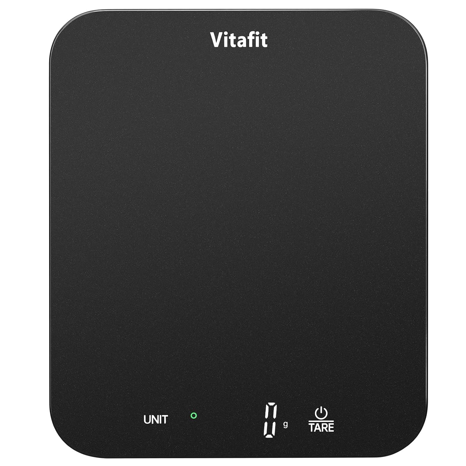 Vitafit 15 kg digitale Küchenwaage mit hoher Präzision 1 g, Waage professionelle Fabrik seit 2001, digitale Waage zum Kochen und Backen, Buchstabenwaage mit LED, 3 AAA-Batterien, Spray Silber Schwarz