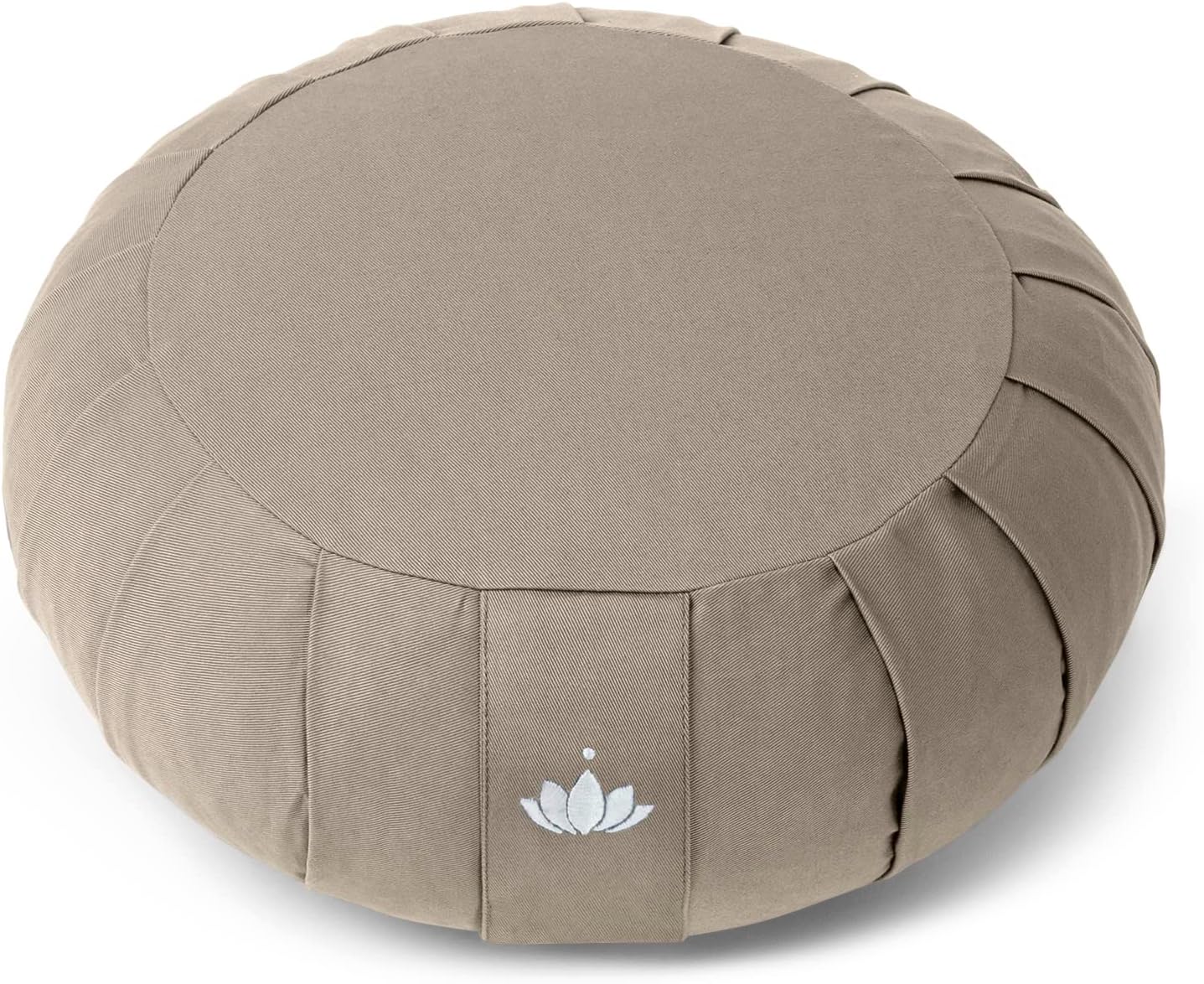 Lotuscrafts Zafu Zen Meditationskissen, Yogakissen, Sitzhöhe 15 cm, Yoga Zafu Kissen mit Dinkelfüllung, waschbarer Bezug aus Bio-Baumwolle, GOTS zertifiziert, mit Stickerei – Bild 4